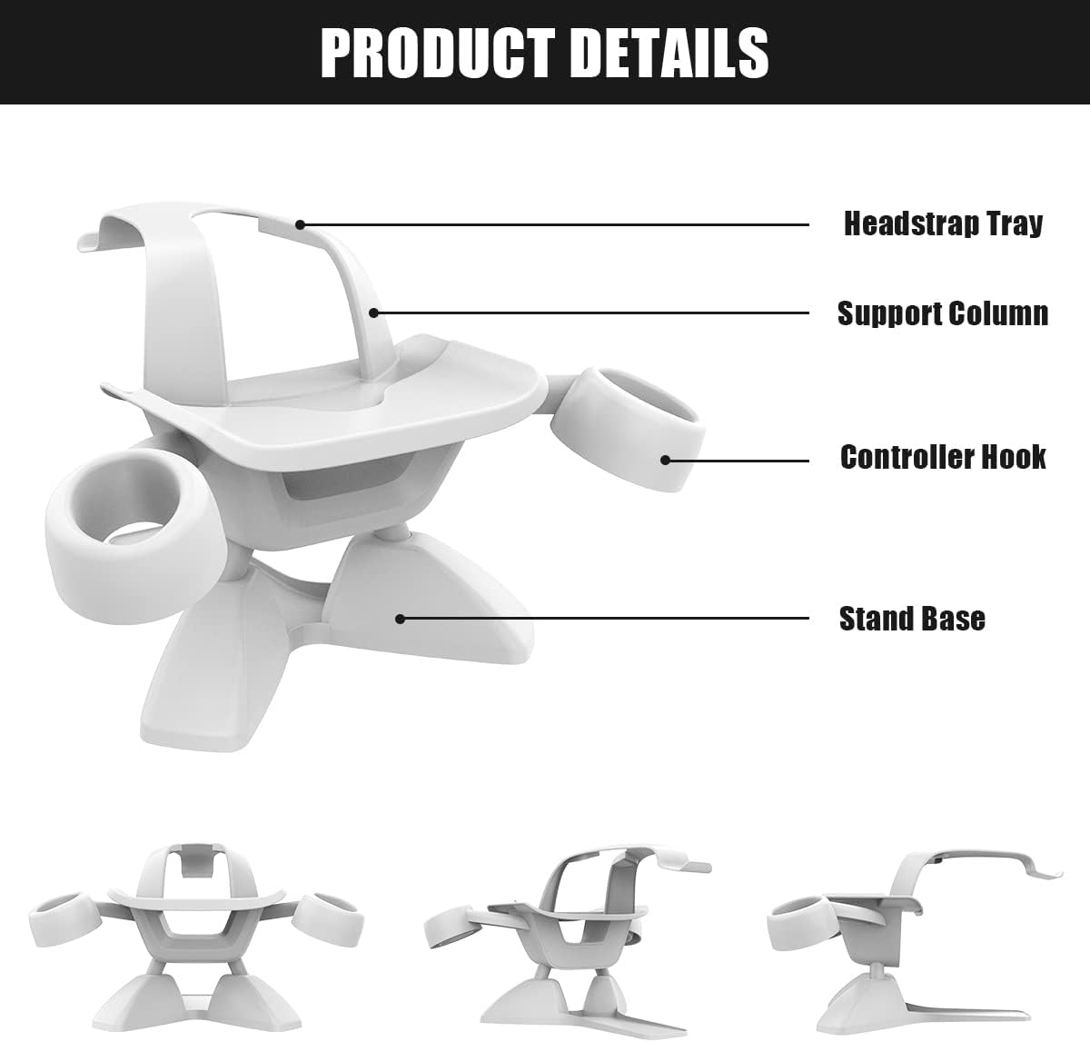 Qutumill VR Stand, Virtual Reality Headset Stand Display Holder Storage for Oculus Quest 3/3S, Quest2, Quest, Rift, Rift S, Valve Index Headsets & Touch image number 3