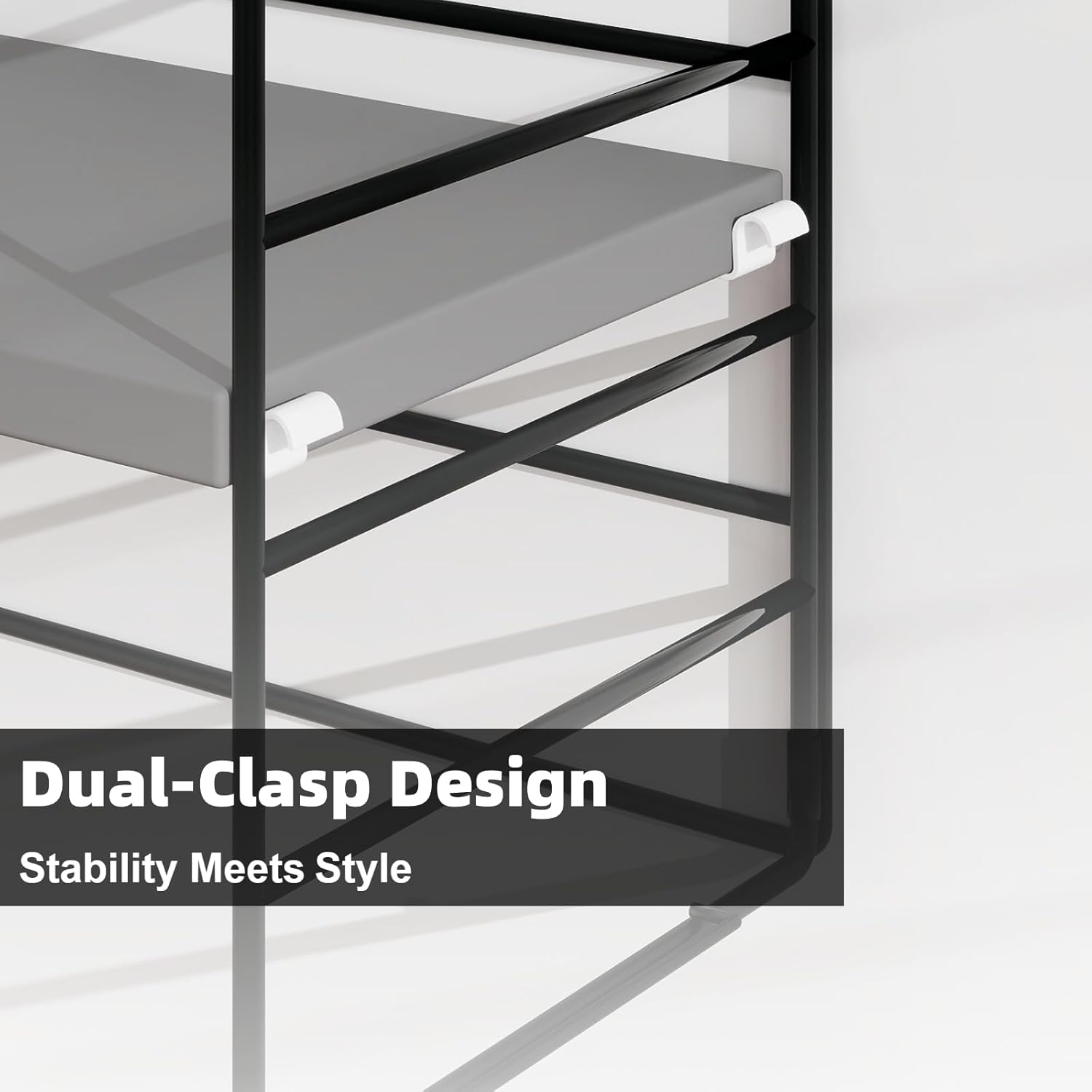 Sleek Metal Desk Shelf Organizer &ndash; Heavy-Duty Steel Frame Adjustable Book Shelf & Corner Shelf for Office & Kids, Stackable Cube Storage Unit with Rotating Design for Desktop, Kitchen image number 3