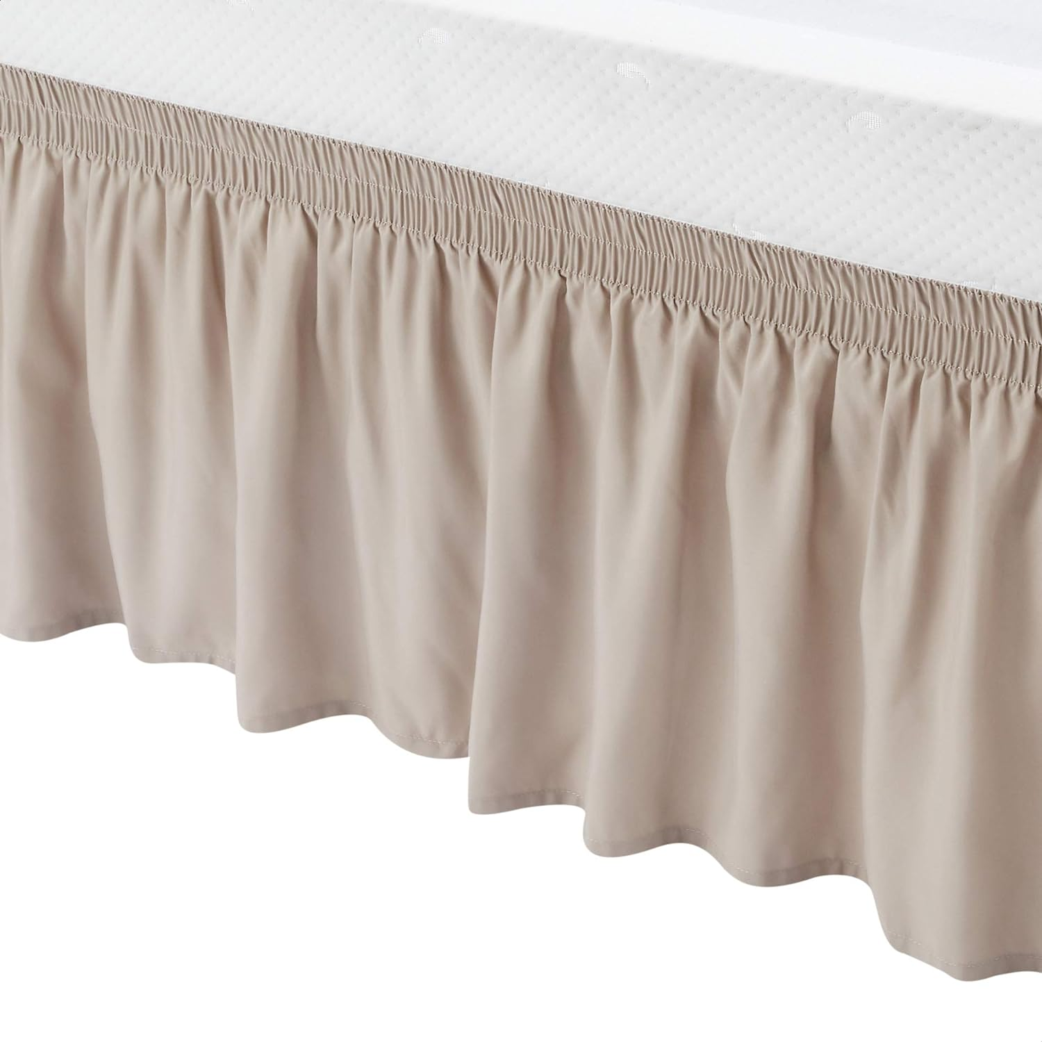 Amazon Basics Lightweight Elegantly Styled Ruffled Bed Skirt, Three Sided Wrap around with Easy Fit Elastic, 40.64CM Drop-Full/Queen, Taupe image number 3