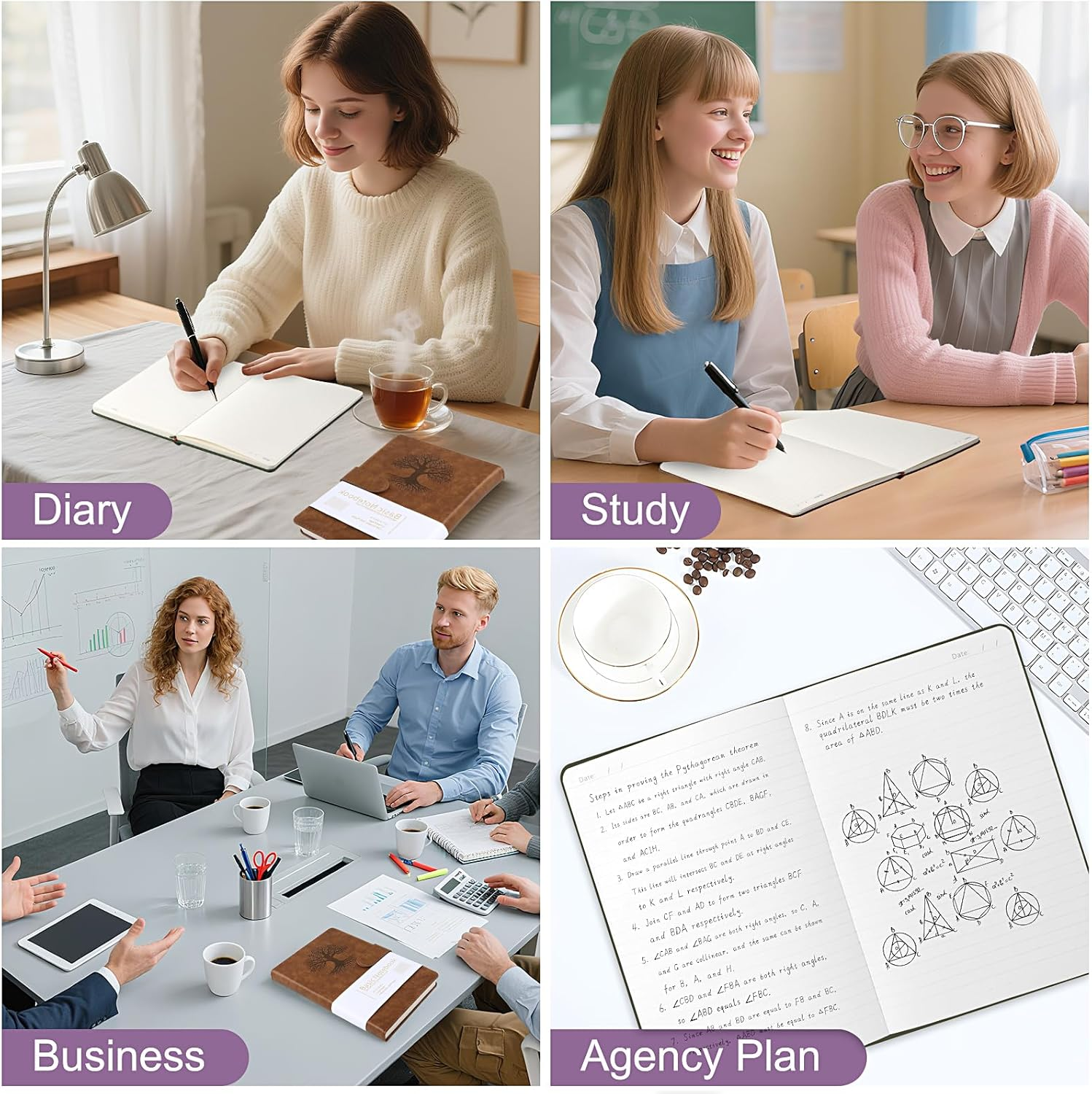 A5 Lined Journal Notebook with Tower Buckle, 256 Pages Leather Hardcover Notebook for Personal Writing, Study, Office, Travel Records(Dark Green)