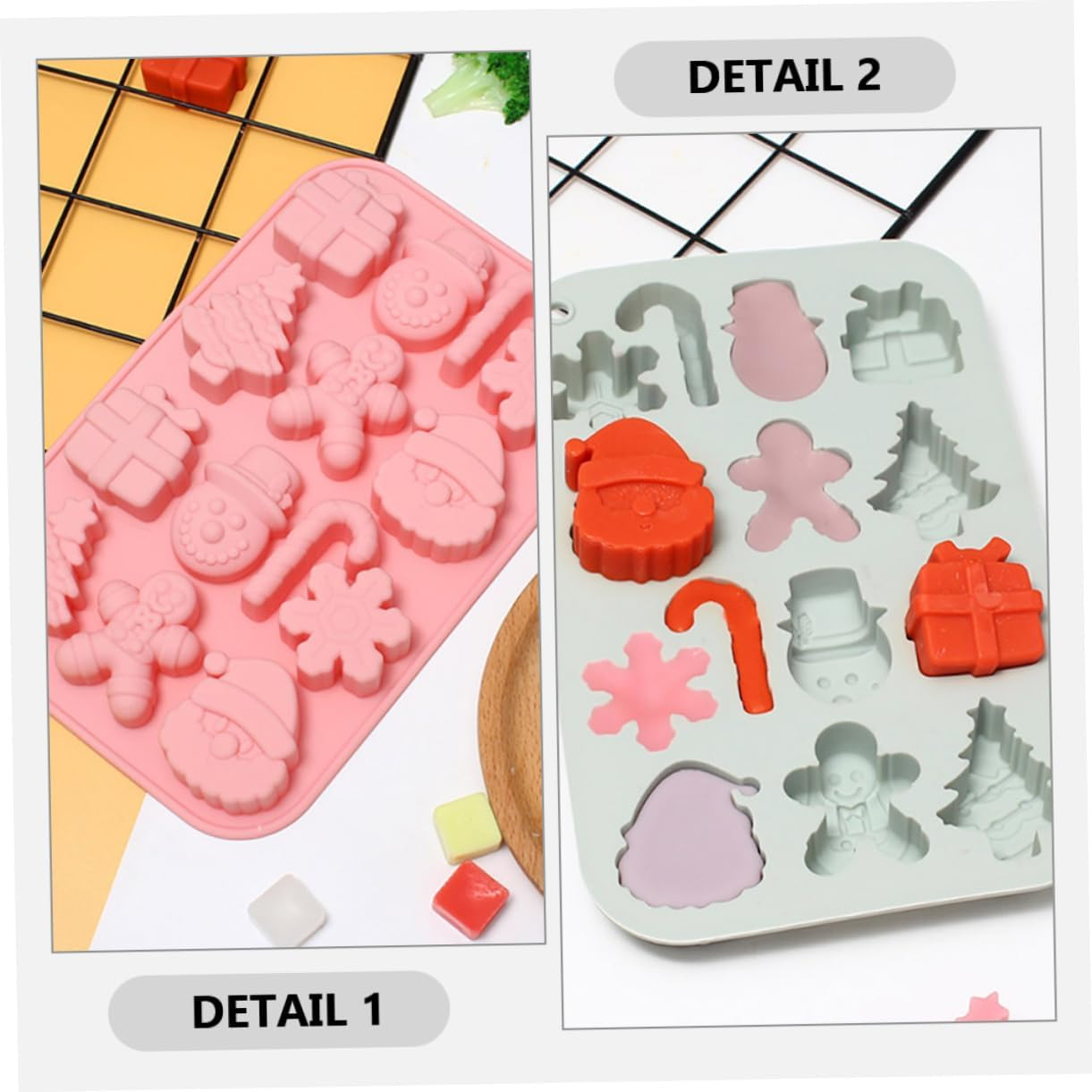 2Pcs Cake Baking Mold Silicone Christmas Mold Themed Candy Making DIY for Christmas Themed Baking Chocolate Chocolate Candy image number 4