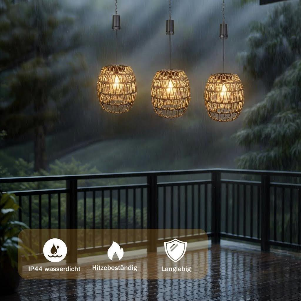 Pearlstar Hanging Lamp with Battery, Battery Operated Rattan Lamp, Hanging 6 Hour Timer, Outdoor Indoor Ceiling Light, Lantern Pendant Light for Patio, Garden, Patio, Living Room, Bedroom image number 5