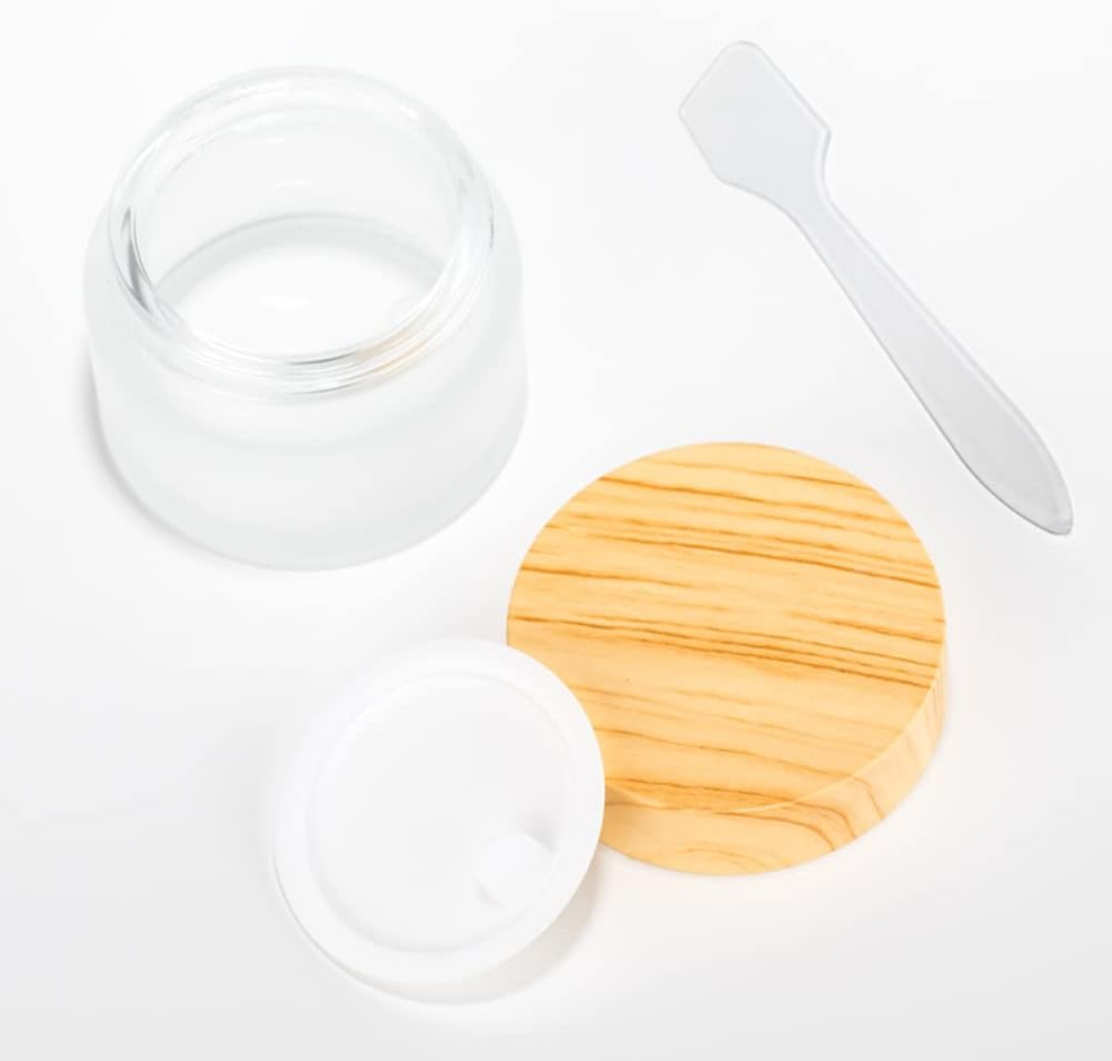 Wocpvm 20 Ml Cream Container Empty Glass Jar Matte Clear Glass Jar Ointment Jar Clear Glass Cosmetic Jar Clear Jar with Cream Spoon and Liner for Cream, Cosmetics, Lotion (Pack of 6) image number 1