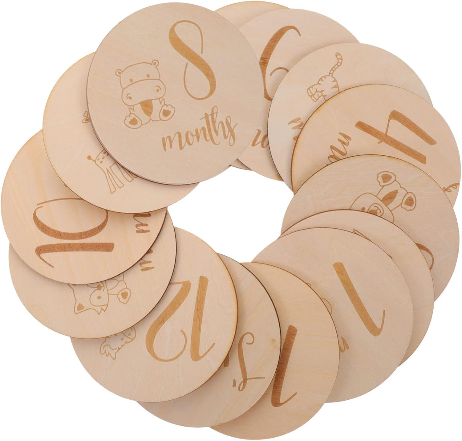 ERINGOGO Wooden Digital Cards Monthly Milestone Boy Newborn for Photo Announcement Months Signs image number 1