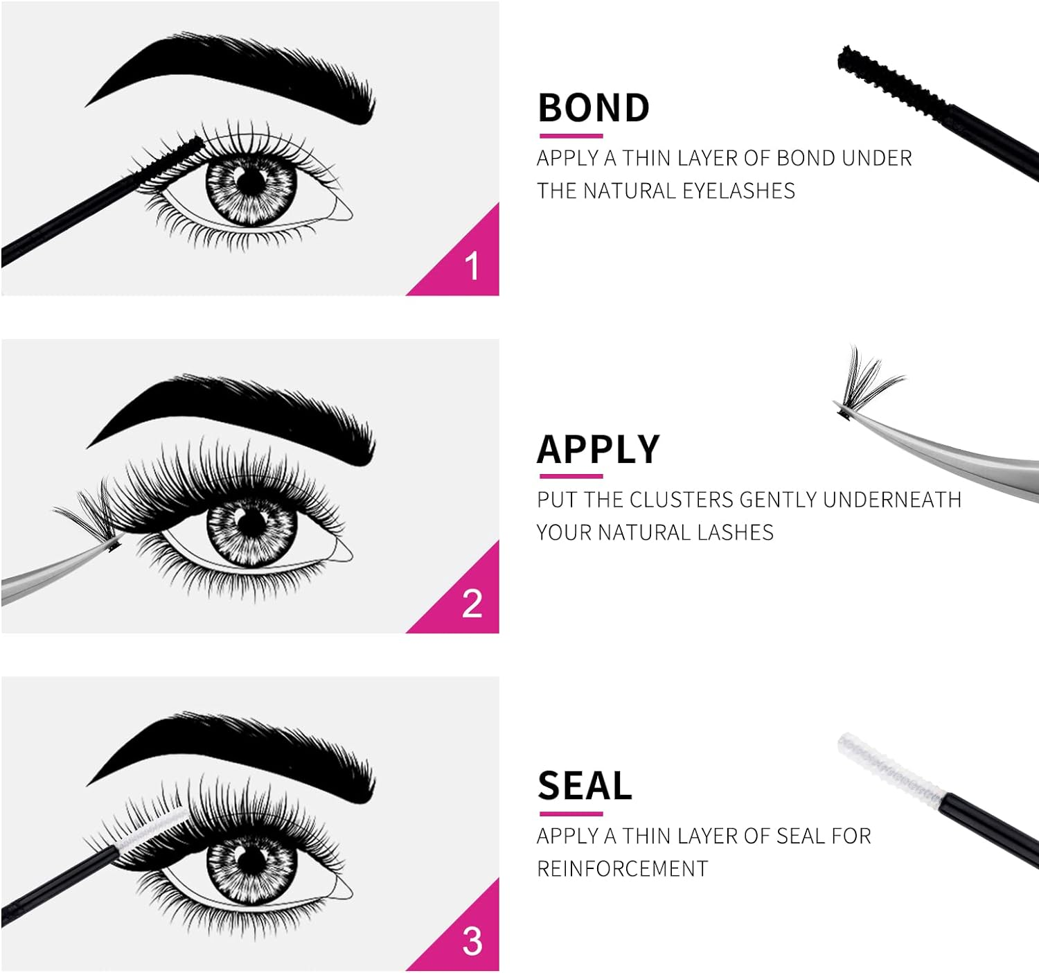 FADLASH Lash Bond and Seal Cluster Lashes Glue DIY Lash Extension Kit Lash Clusters Glue Individual Lashes Strong Hold 48-72 Hours Latex Free DIY Eyelash Extension Kit Suitable for Sensitive Eyes image number 2