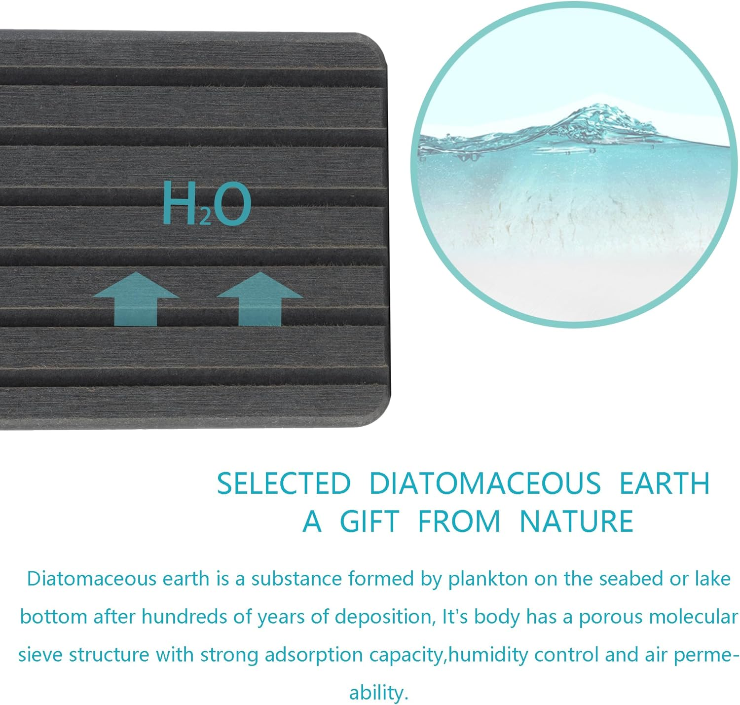 2 PCS Water Absorbent Diatomite Coasters Rectangle, Grooved Design, Water Absorbing Stone Used for Hand Soaps & Plants & Toiletries in the Modern Home image number 5