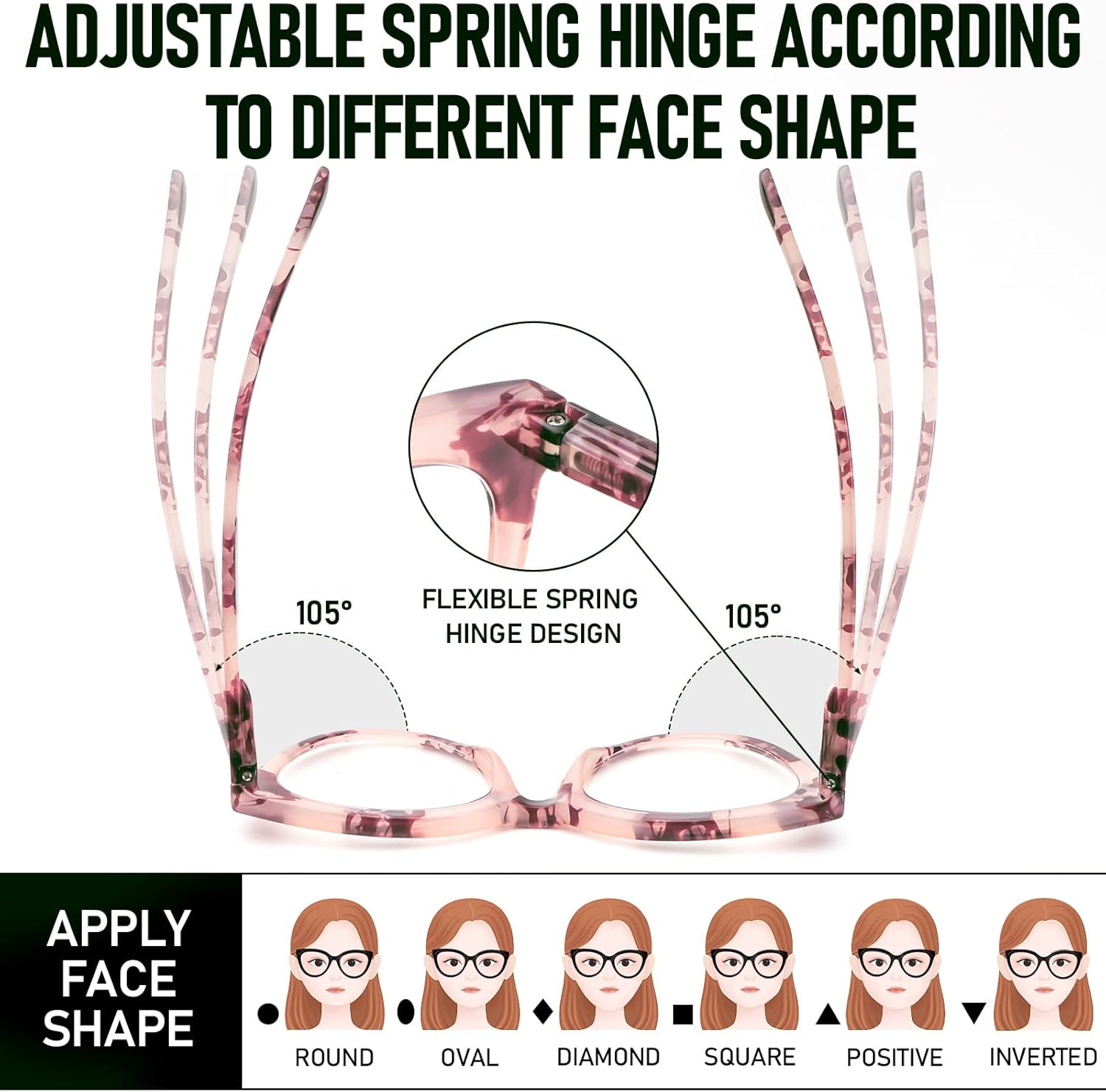 REAVEE 4 Pack Fashion Oversized Cat Eye Reading Glasses for Women, Large Cute Blue Light Blocking Readers Spring Hinge - 1.5 X, Black/Leopard/Grey Leopard/Clear Leopard image number 7