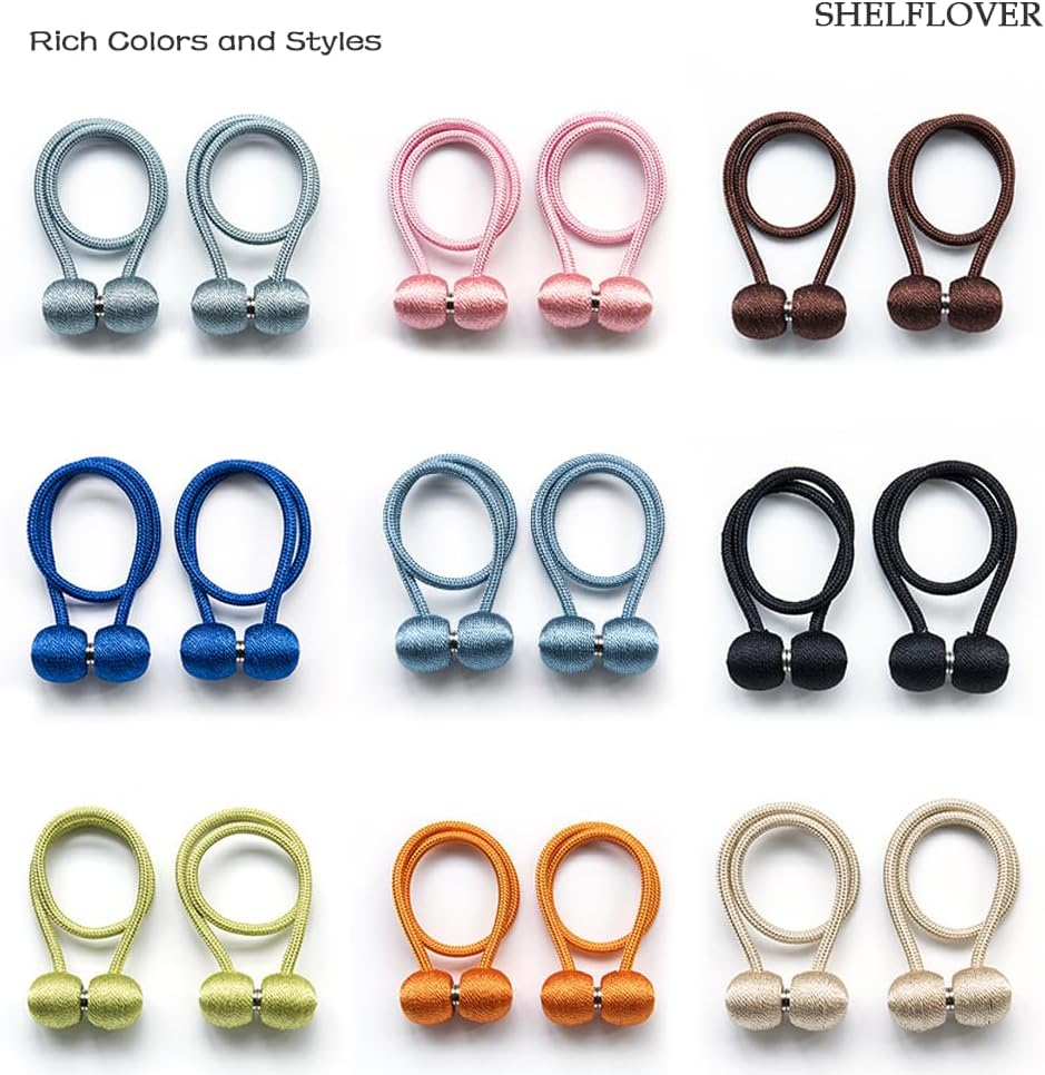SHELFLOVER Green Magnetic Curtain Tiebacks 8Pcs, Curtain Buckles Holders for Bedroom Living Room Home Window Treatment Decorative - 8, Blue image number 7