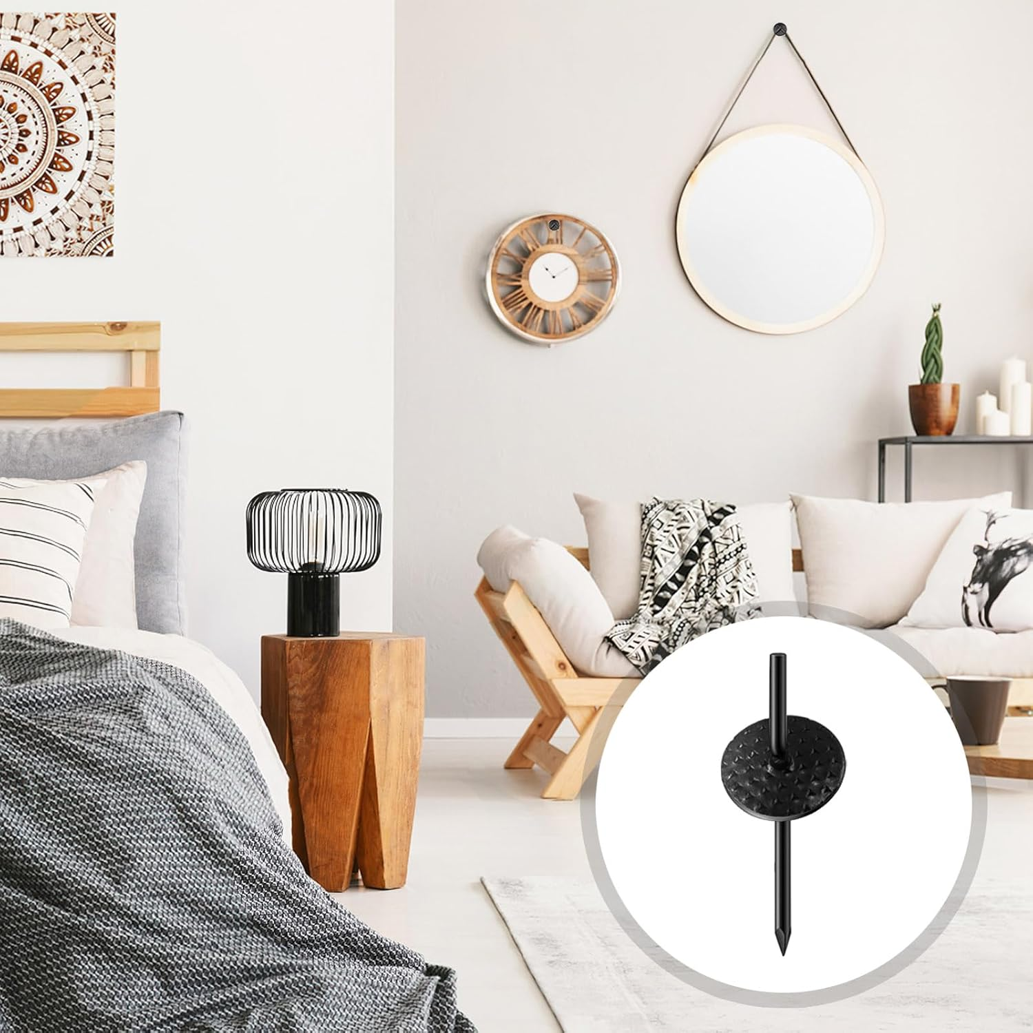 70Pcs Picture Hanging Nails, Hanging Nails Iron Alloy Photo Frame Hanger Kit for Wood Hardware Mounting, 20Lbs Picture Hanging Tool for Drywall, Canvas, Mirror Hanging Decoration (Black)