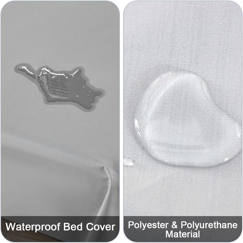 DUJUIKE Waterproof Bed Cover for Dog and Cats,Pet Hair Resistant Bed Sheet Cover, Protective Bed Liner Cover with 100% Waterproof Breathable Thin Fabric (Queen 78 * 90 Inch, Grey) image number 4