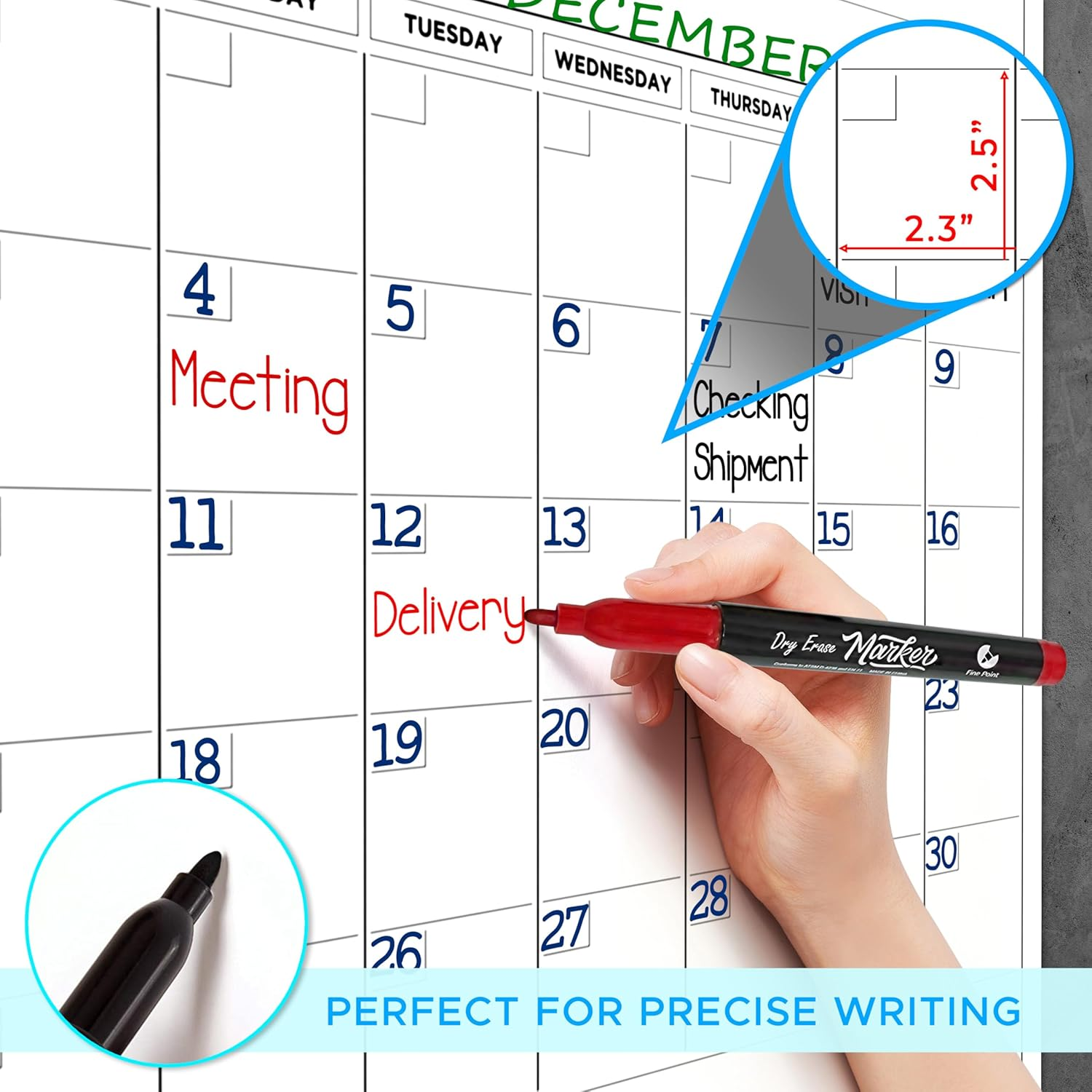 Extra Large 100"X36" White Board Calendar Dry Erase Calendar for Wall 12 Month Planner Big Dry Erase Wall Calendar 2023 Monthly Large Wall Calendar Includes 6 Markers Eraser Push Pins & Mounting Tape image number 1