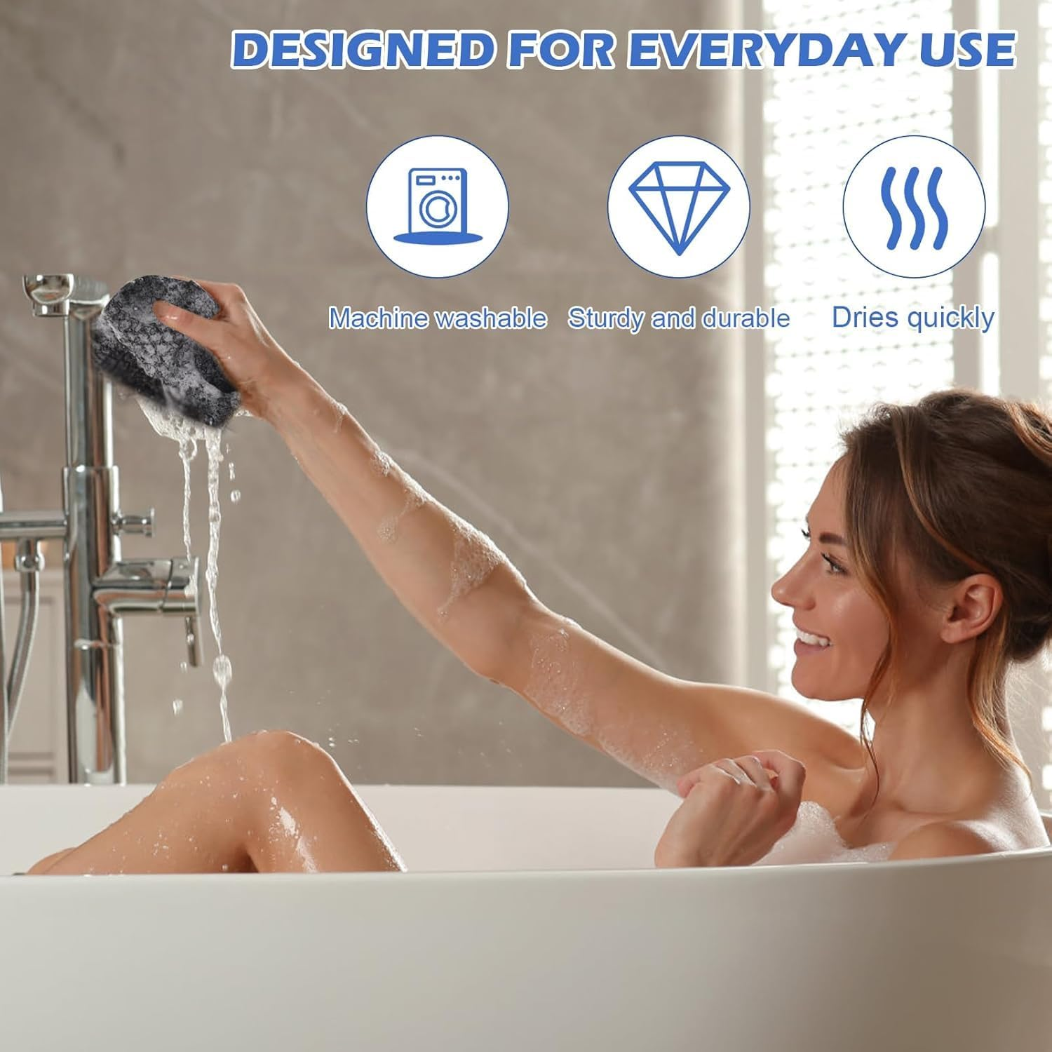 4 Pcs African Exfoliating Net,African Net, 80&times;30Cm African Net Bathing Sponge, Nylon Back Bathing Accessories, Deep Cleaning African Exfoliating Sponge for Men and Women (Multicolour) image number 3