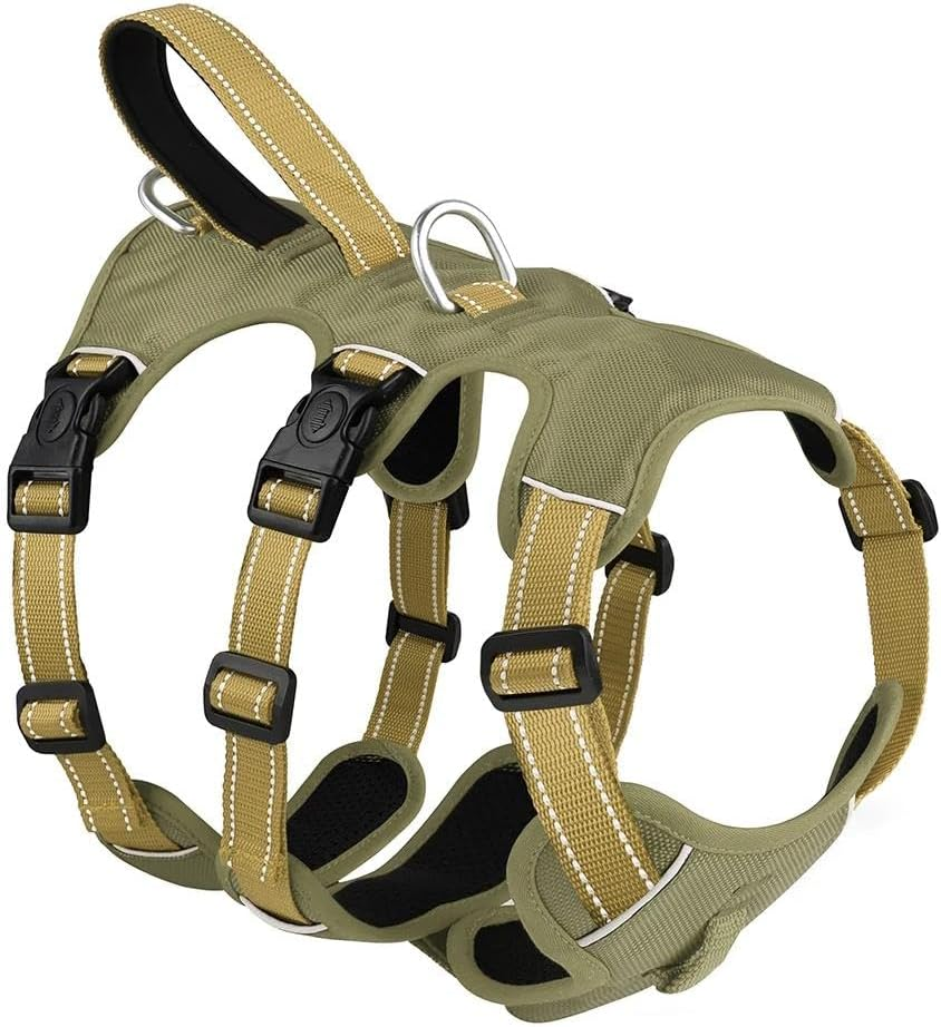 Outdoor Waterproof Reflective Dog Harness Nylon Dog Harness Vest Pet Camping Hunting Training Harness for Pitbull Labrador French Bulldog,B,L