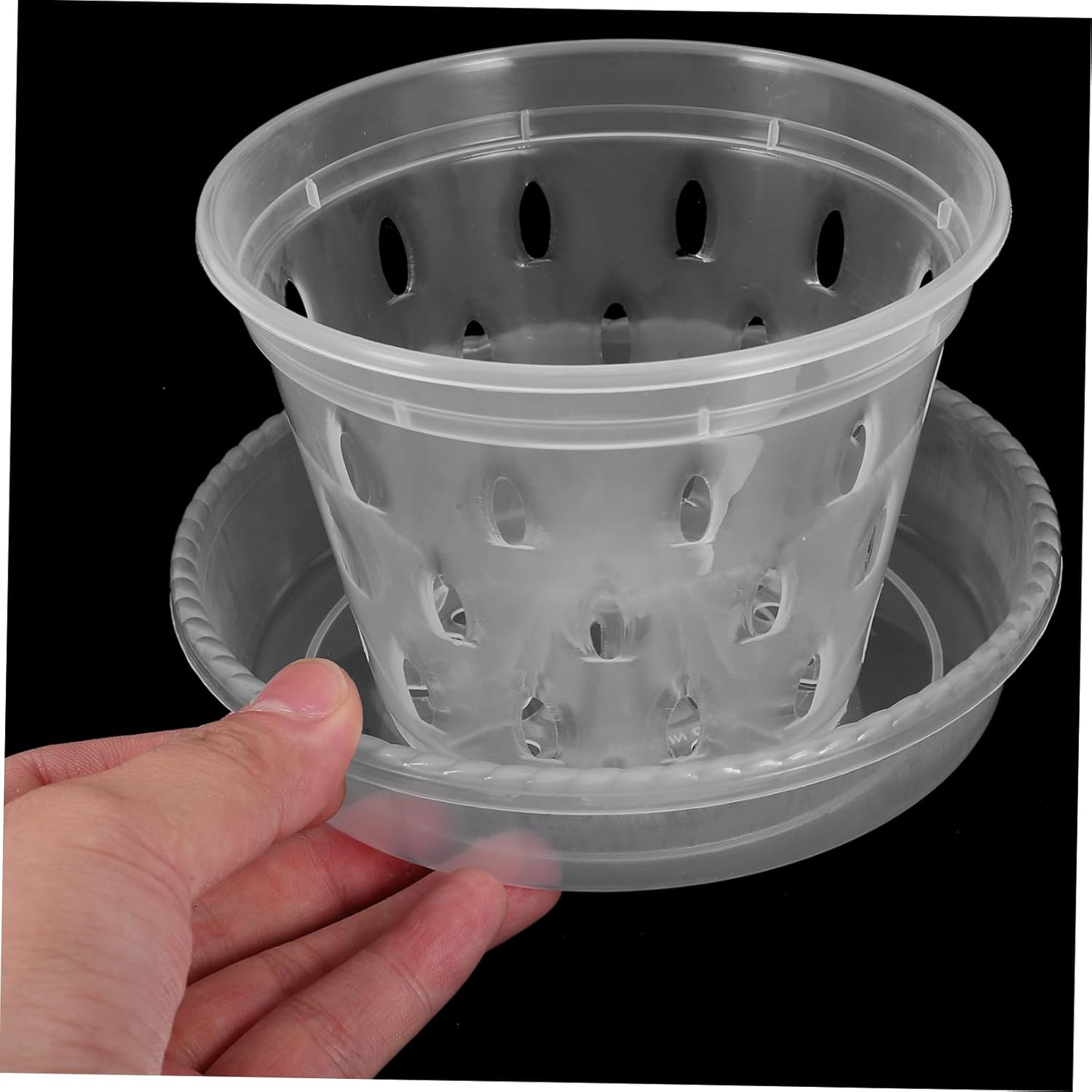 INOOMP 5Sets Plastic Orchid Pots and Saucers for Indoor Flowers Garden Supplies and Decorative Plant Containers image number 2