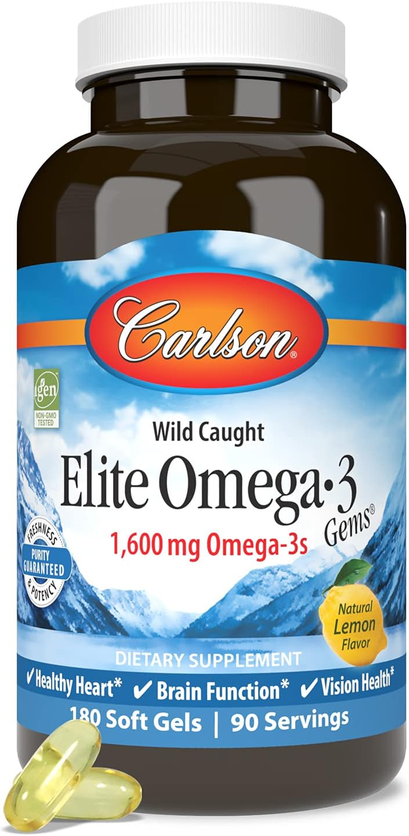 Carlson Labs Wild Caught Elite Omega-3 Gems Natural Lemon Flavor 1 600 Mg 180 Soft Gels image number 4