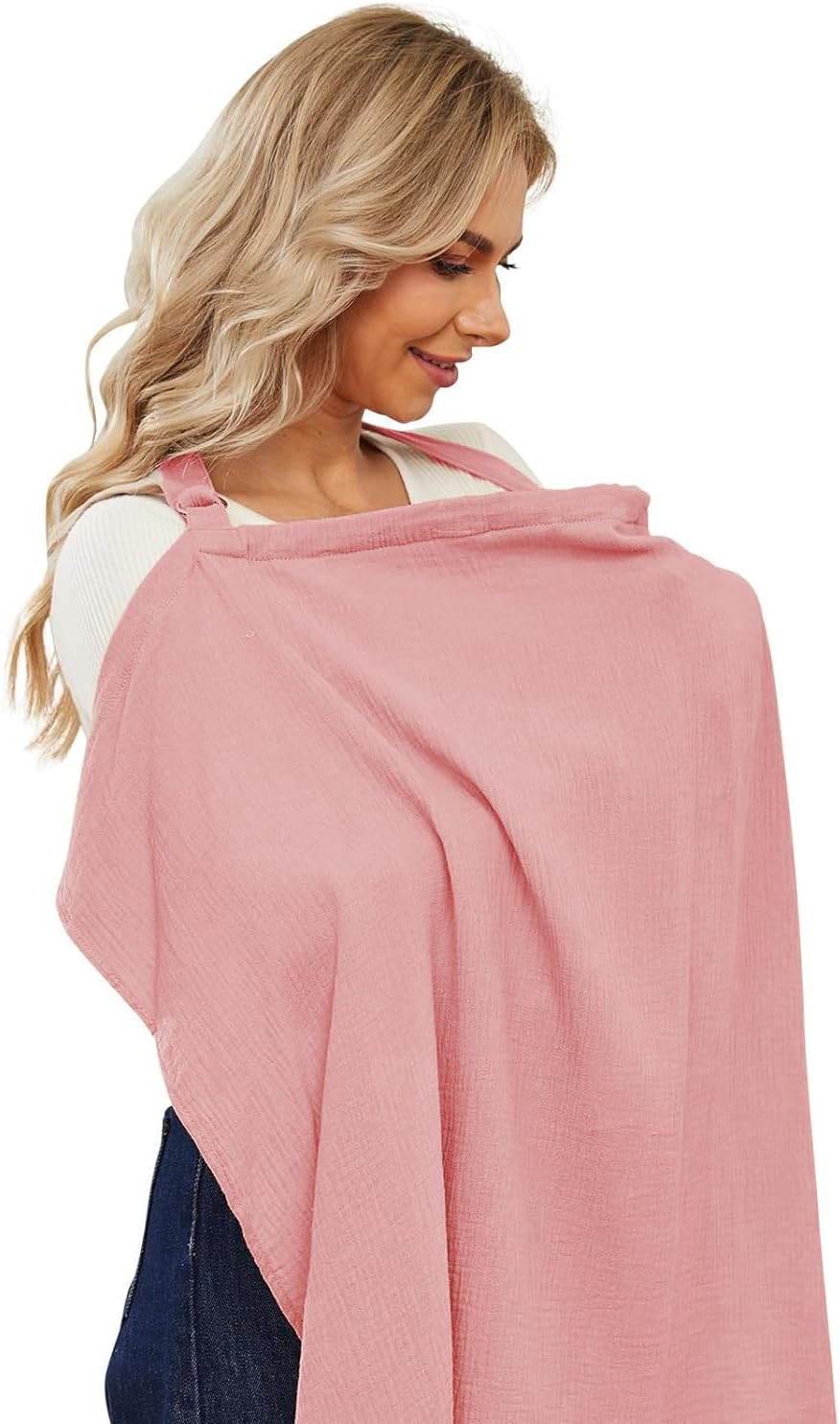 PPOGOO Muslin Nursing Cover for Baby Breastfeeding, Breathable Privacy Nursing Covers for Mom 100% Cotton Breastfeeding Cover with Rigid Hoop for Mother Nursing Apron (Light Green) - Brz-A Green image number 2