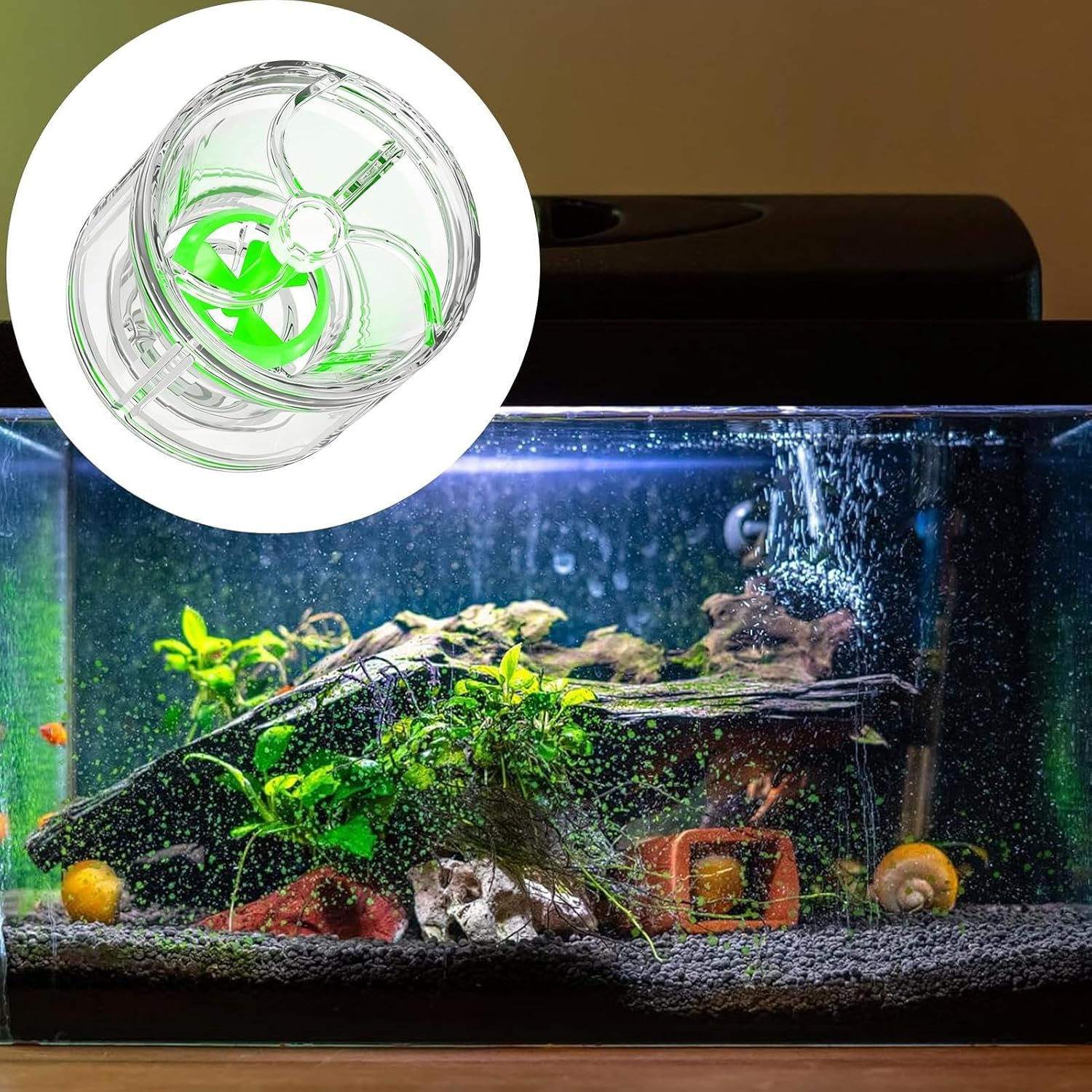 Power Heads for Aquarium - Glowing Aeration System | Fish Tank Circulation Pump - for Oxygen Aeration Fish Tank Pond Pool Bird Bath - Green image number 4