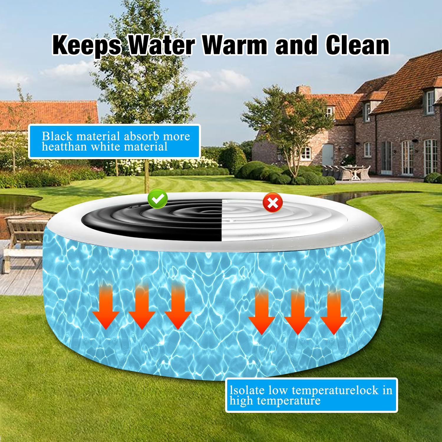 4.7 Ft Inflatable Hot Tub Cover round Energy Saving Spa Lid Enclosure with Quick and Easy Inflation and Deflation Valve Windproof Rain Insulated Lid Retain Heat and Protect Hot Tub image number 1