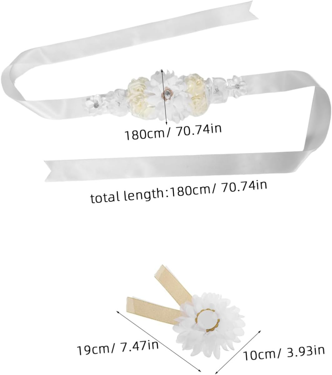 Adjustable Floral Maternity Belt Sash for Pregnant Women Soft Breathable Belly Band with Elastic Straps Comfortable Pregnancy Support Accessory for Showers and Photography Props image number 1