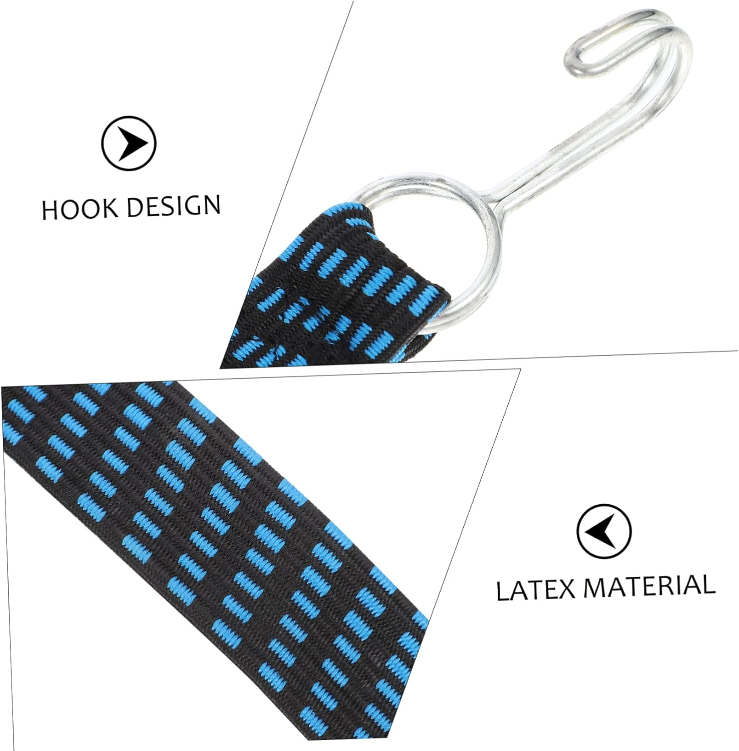 OATIPHO Adjustable Bungee Cord Hooks 2Pcs Bike Luggage Bungee Straps Elastic Bungee Cords for Trunk Strap Easy to Use Caravan Tie down Ropes image number 5