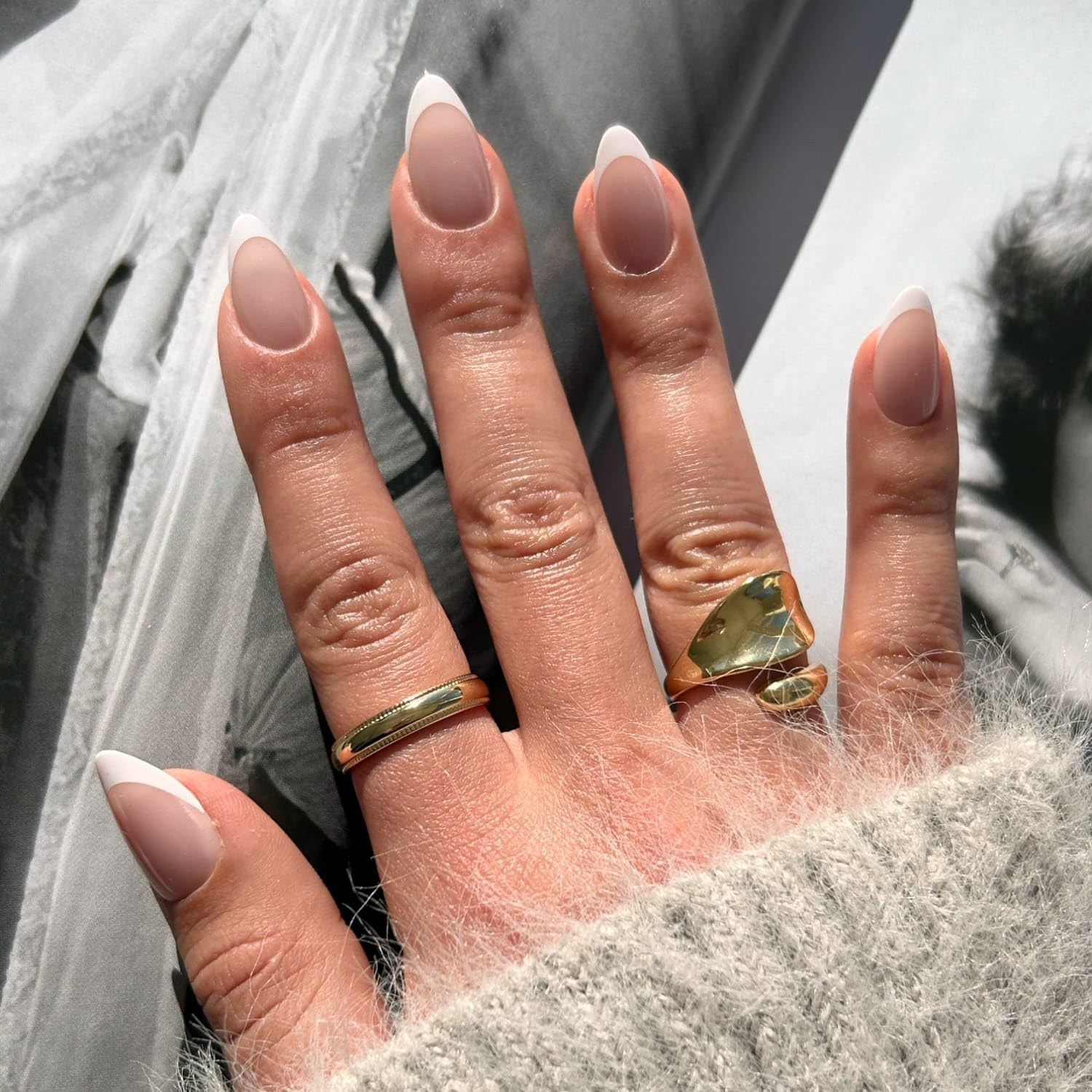 NKA Press-On Nails Kit, 30 Soft Acrylic Nails in 15 Sizes with Nail Glue, Sticky Tabs, Prep Tools & Reusable Case &ndash; Long-Lasting, Salon Look, Short French Almond image number 1