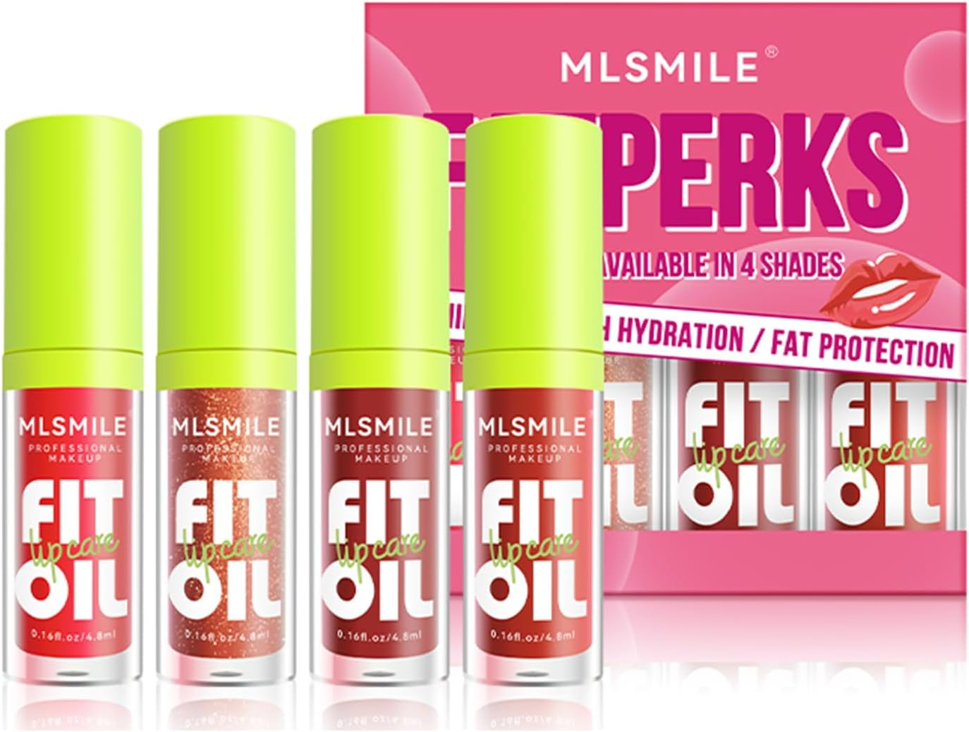 Volksrose 4Pcs Lip Gloss Oil Set, Hydrating Lip Glow Oil, Flavored Lip Gloss Packs, Fruit Lipgloss Tinted Lipoil Set for Women Girls Teens, Lip Balm for Dry Lips Nourishing, A