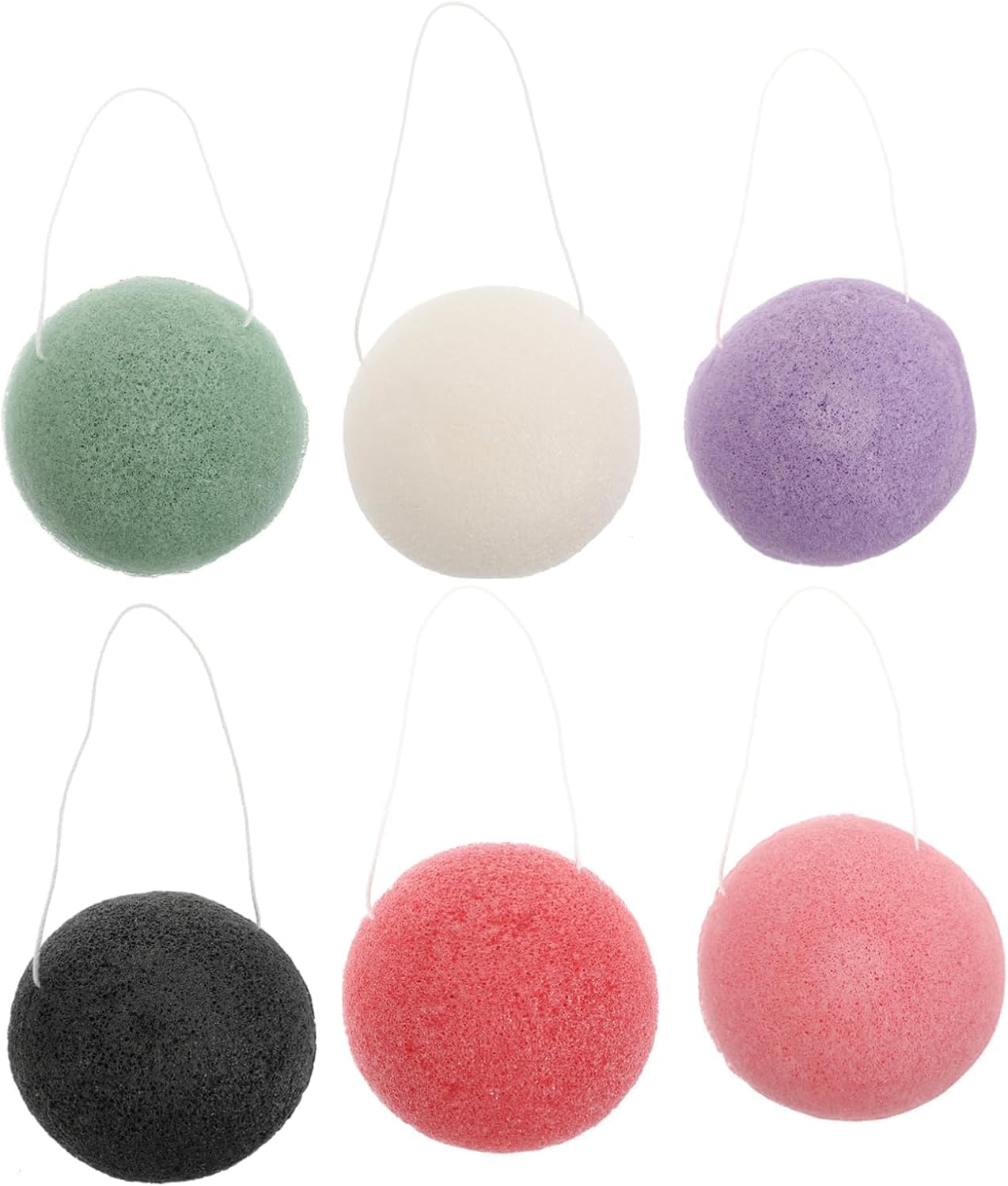 6Pcs Natural Konjac Facial Sponges for Sensitive Skin Exfoliating Deep Cleansing Makeup Removal Gentle Sponge Puff for Rosacea Dry Flakes Blackhead and Oil Control image number 2