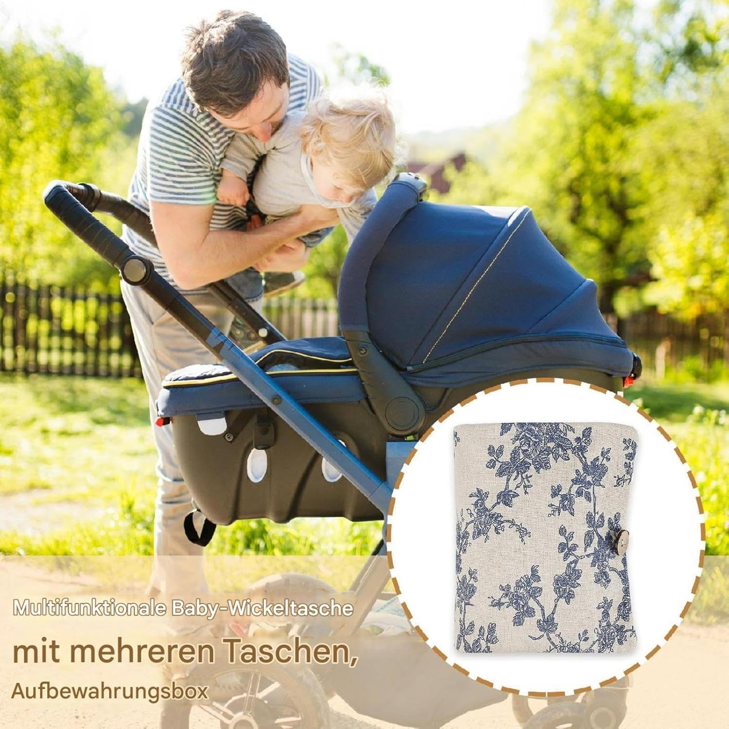 Nappy Storage Bag, Baby Diaper Bag - Portable Multifunctional Nappy Storage Bag with Multiple Pockets - Pockets Nursery with Handle Storage Bag for Wipes, Nappies image number 6