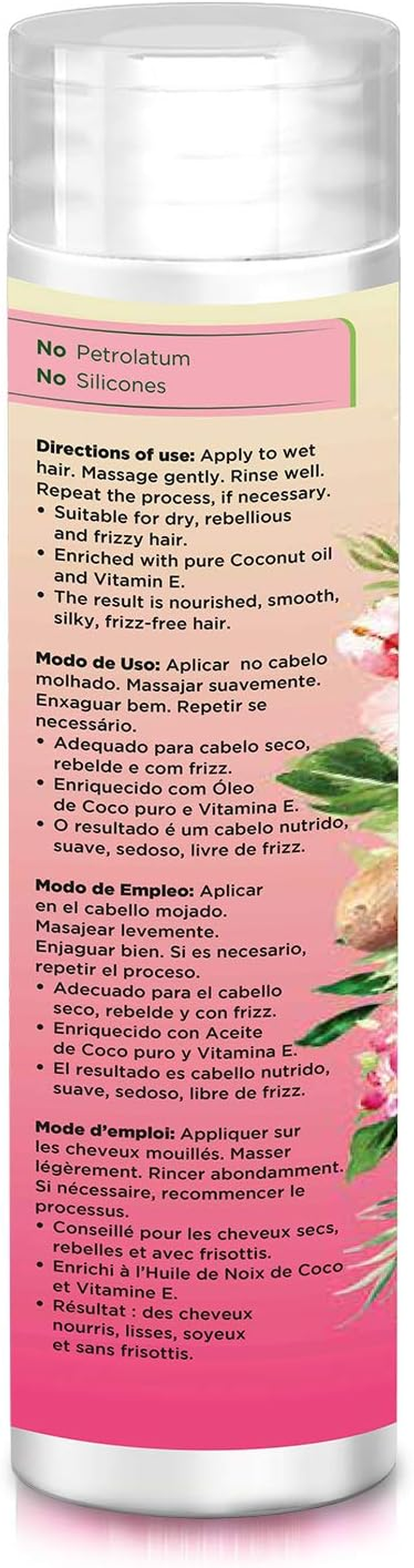 NOVEX Coconut Oil Shampoo, Nourishment and Silkiness, Intense Frizz Control, Revitalizes the Hair Fiber, 10.1 Fo Bottle