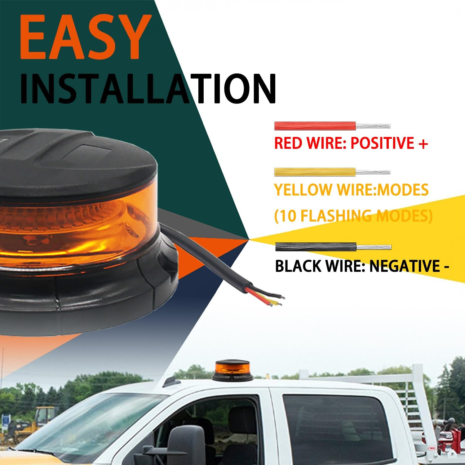 Monirf 42 Leds Rotating Beacon Light, Permanent Mount Amber Strobe Lights, 12-24V Emergency Lights for Trucks Vehicles Tractors image number 3