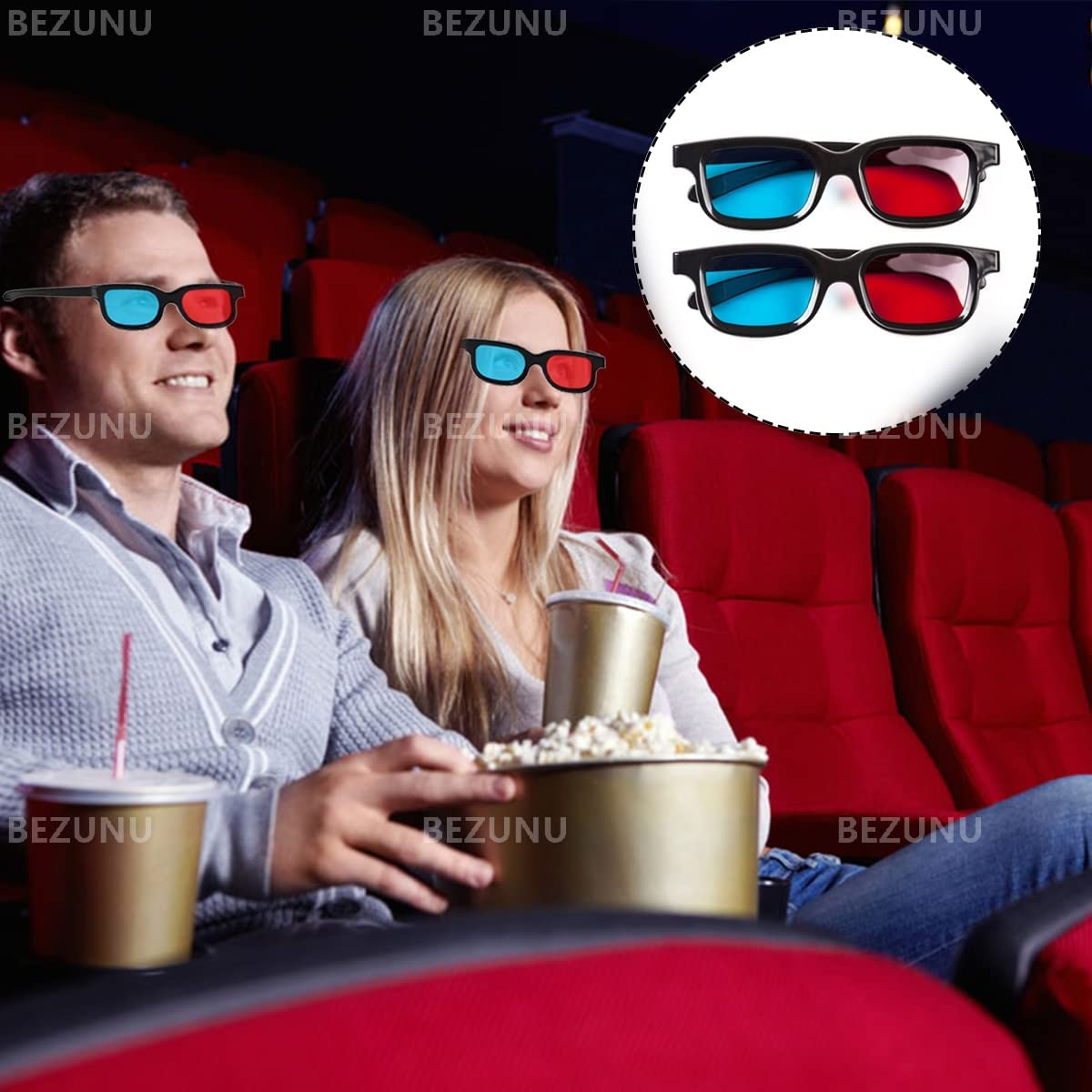 3D Glasses, 4 PCS Red & Blue Dimensional 3D Vision Glasses for TV, Movie, Game image number 1