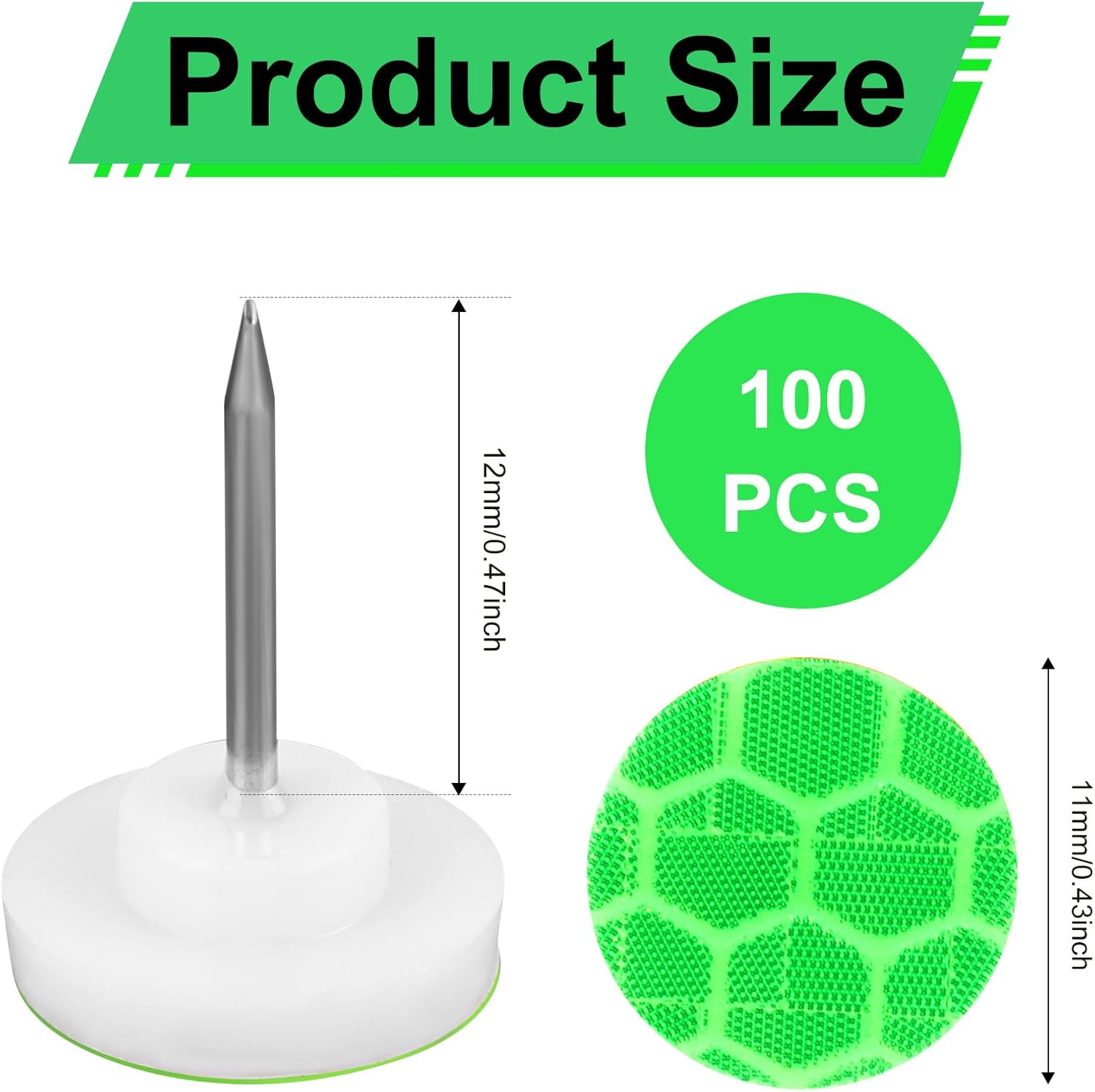 XIHIRCD 100Pcs Reflective Trail Tacks, Hunting Trail Markers Glow in the Dark Box Package Reflective Trail Tacks for Hunting Camping Hiking Survival Outdoors (Green)