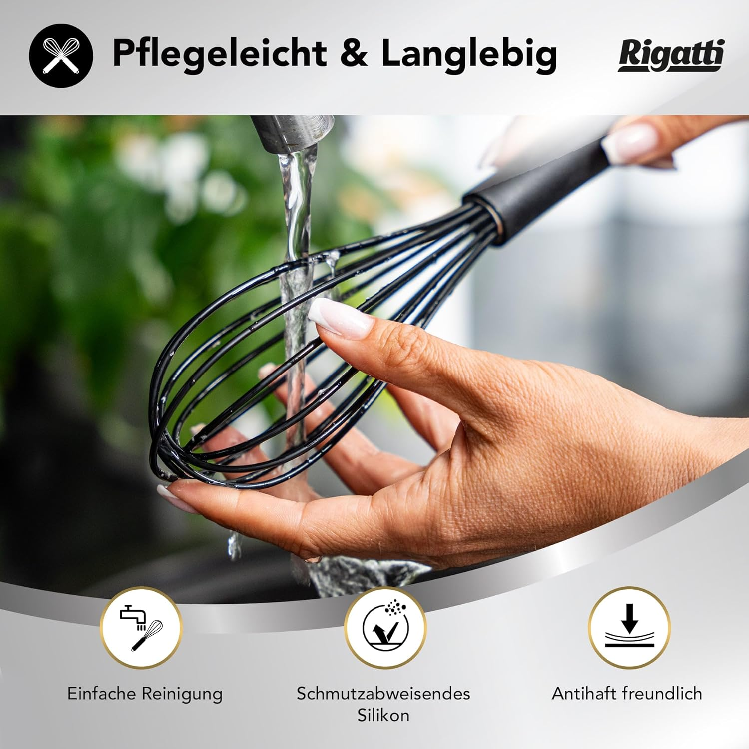 RIGATTI Whisk Set of 3, Stainless Steel Wires with Silicone Cover, Ergonomic Non-Slip Bpa-Free Easy Cleaning, Kitchen Whisk, Baking Cooking Accessories, Kitchen Helper, Spiral Whisk image number 3