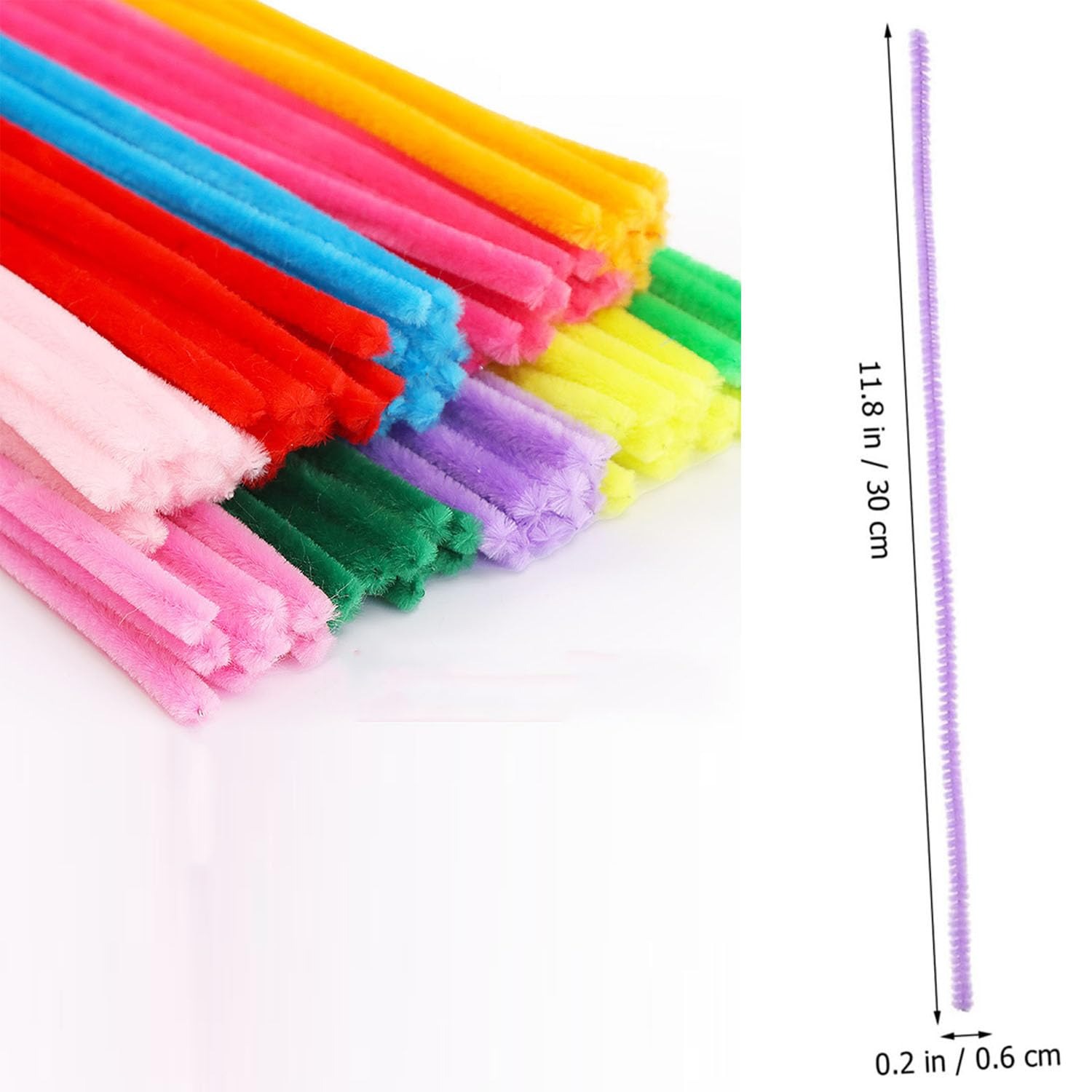 Shengsenfu 200 PCS Thick Pipe Cleaners for Crafts, Fuzzy Chenille Stems in 10 Pastel Colors, Assorted Colored Art Supplies for Kids & Adults, Creative Decorations, Handmade Projects (Bright Colors)
