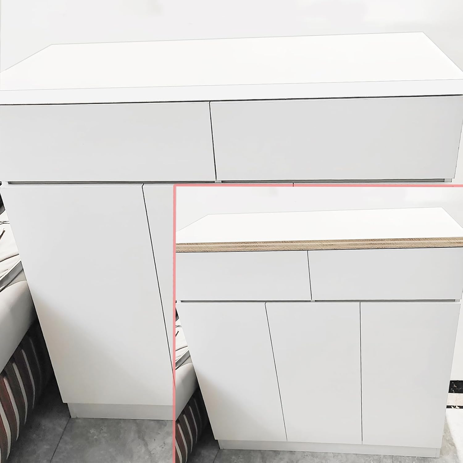 White Self-Adhesive Veneer Edging Strip,Furniture Edge Banding Trim,Kitchen Worktop Tape Skin-Feel,1Cm X 10M image number 5