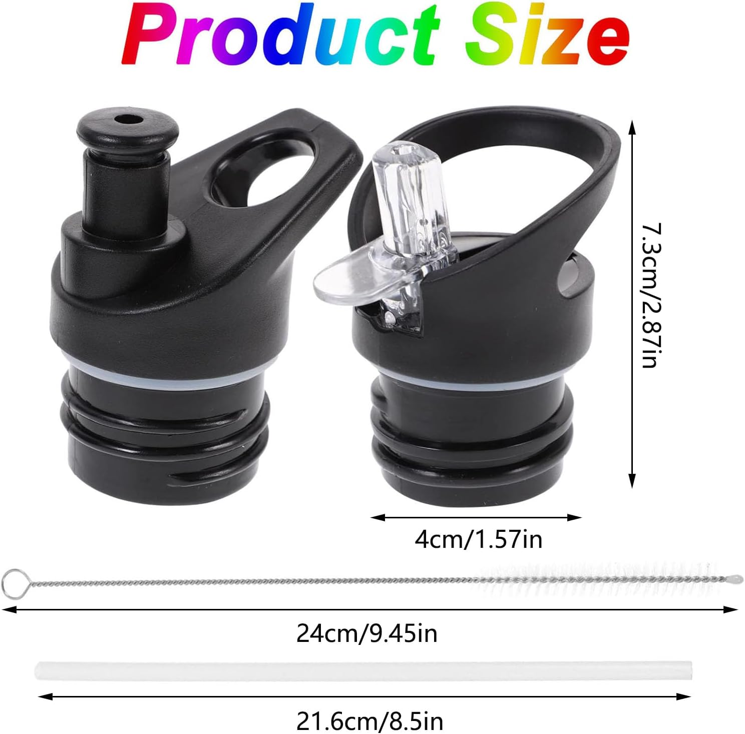 Mtxorvix 2Pcs Suction Nozzle Cover for Daily Use Bottles Kanteen Series Bottle Lids Replacement Spout Valve Water Jug Caps Collapsible Wide Mouth Straw Lid, Straw and a Brush image number 1