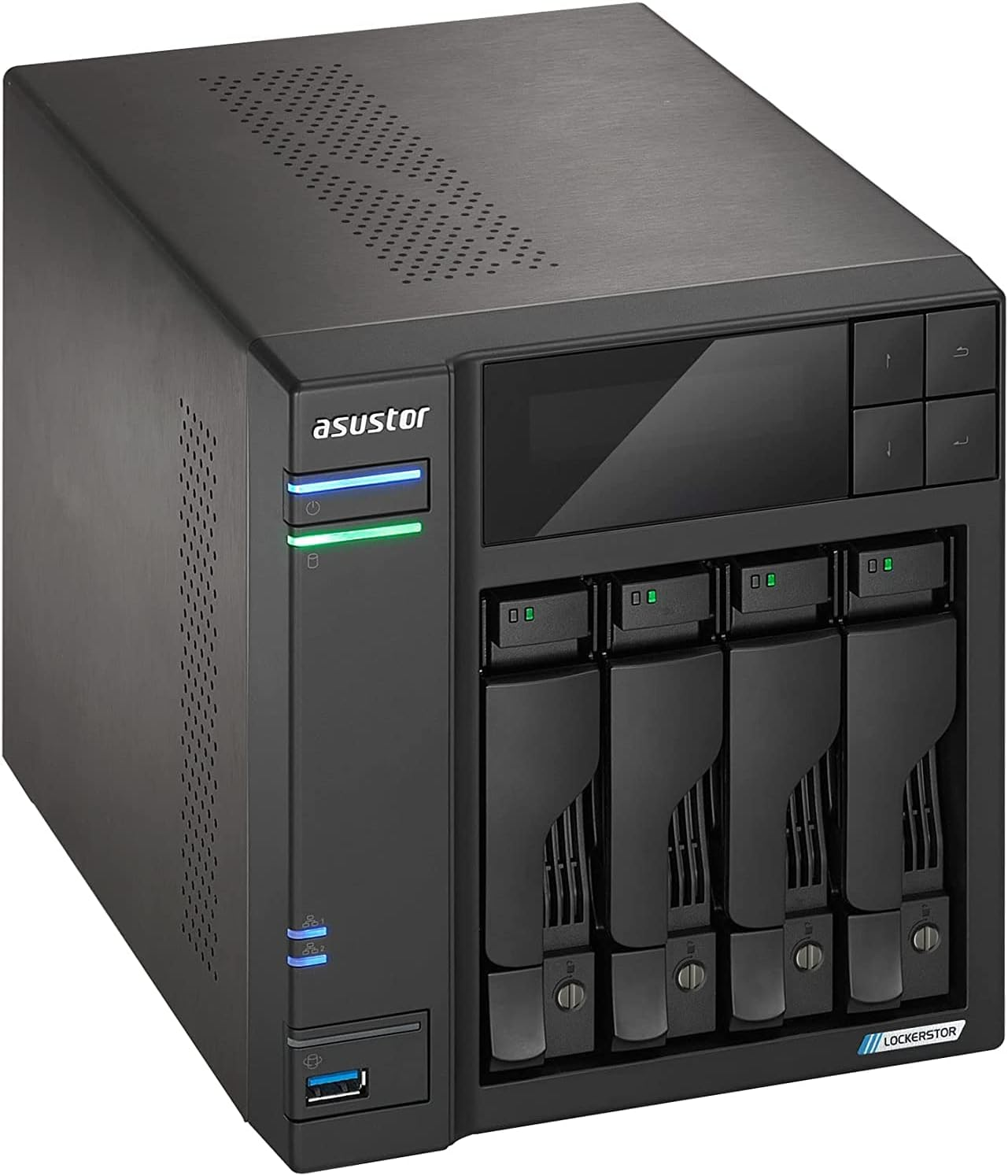 Asustor Lockerstor 4 Gen 2 AS6704T | 4 Bay NAS, Quad Core 2.0Ghz CPU, 4 M.2 Pcie 3.0 SSD Slots, 2 2.5Gbe Ports, 4GB RAM DDR4, Network Attached Storage (Diskless)