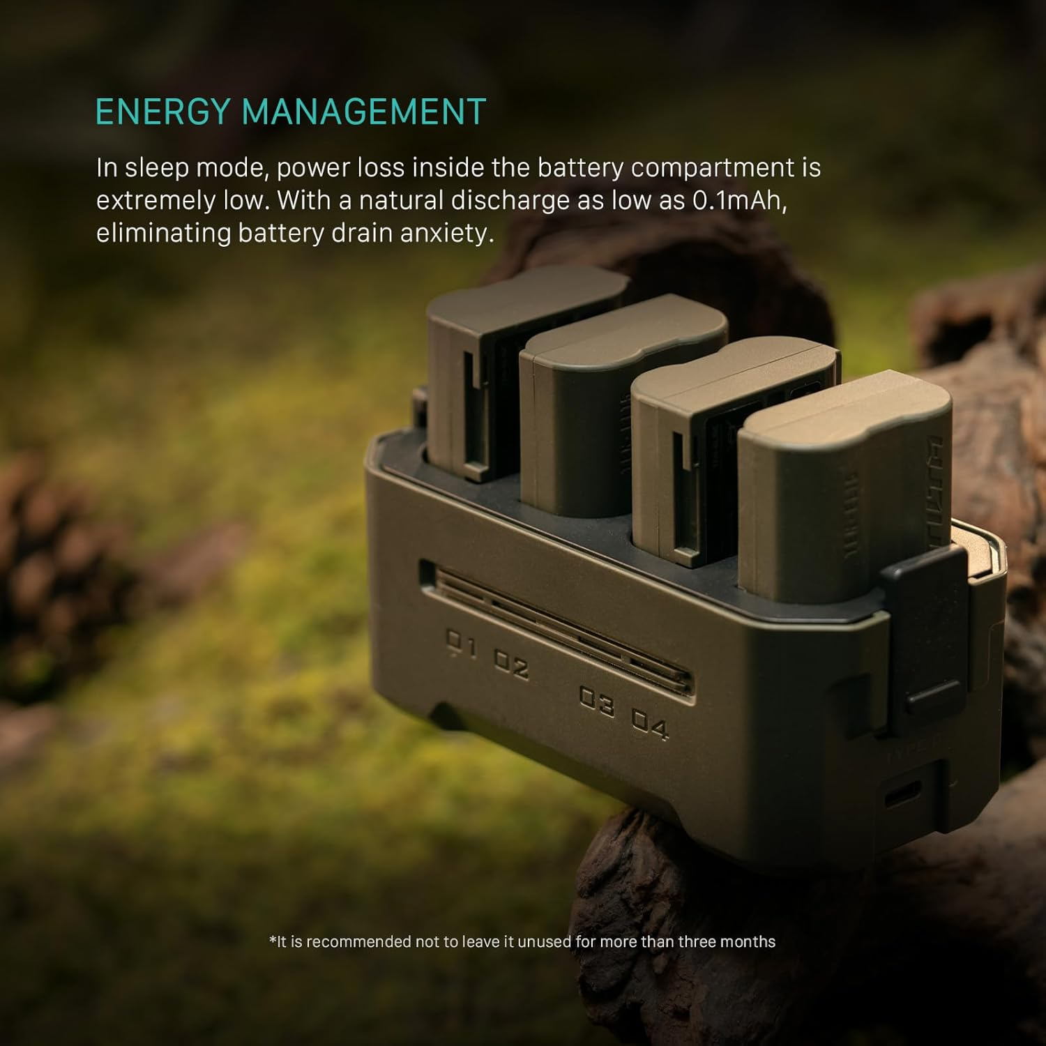 Tilta EN-EL15 Portable Charging Station - Green | Charge 4 Batteries W/Usb-C PD 45W Fast Charge | Compatible with Nikon Z8, Zf, Z7II, Z6II, Z7, Z6, Z5, D850, D810, D750, D610, D500, D7500, D7200 image number 5