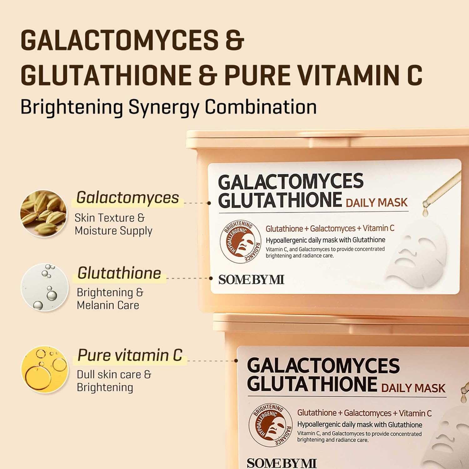 SOME by MI Galactomyces Glutathione Daily Mask - 30 Sheets, 11.8Oz - Vitamin C Vegan Face Sheet Mask for Skin Brightening Routine - Skin Moisturizing and Glowing Care for Glass Skin - Korean Skin Care image number 5
