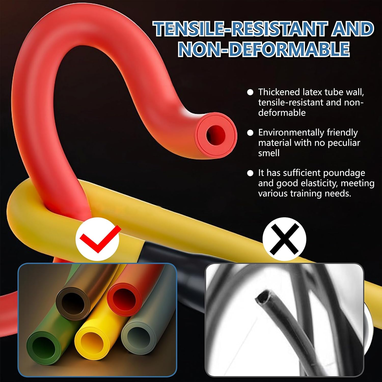 Clearnest Unbreakable Resistance Bands Set 14 Pieces 10-200LBS TPE - Home Workouts Travel Fitness Office Exercise Professional Strength Training for Men Women with Handles image number 3