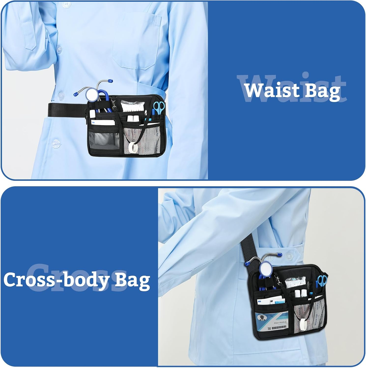 Procase Nurse Fanny Pack, Utility Medical Nursing Fanny Pack for Women, Nurse Organizer Pouch to Carry Stethoscopes and Medical Supplies, Nurse Belt Bag for Nurses RN Vet EMT -L, Black image number 5