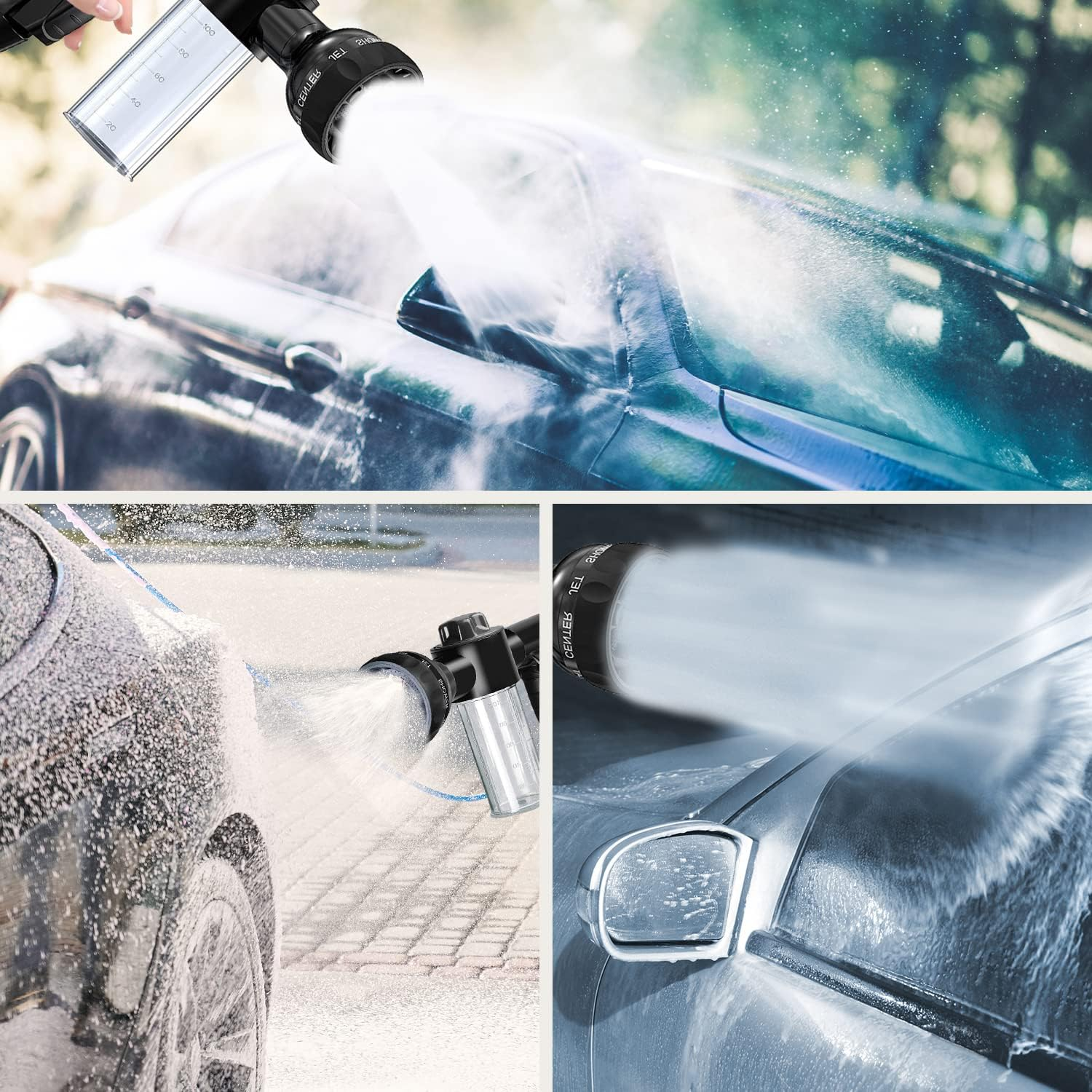 LIANXIN Car Wash Kit -Car Wash Cleaning Kit Car Interior Detailing Kit with Car Wash Foam Gun,Microfiber Sponge Car Care Kit,Tire Brush, Car Wash Kit with Foam Gun, Grey (QJB-30)