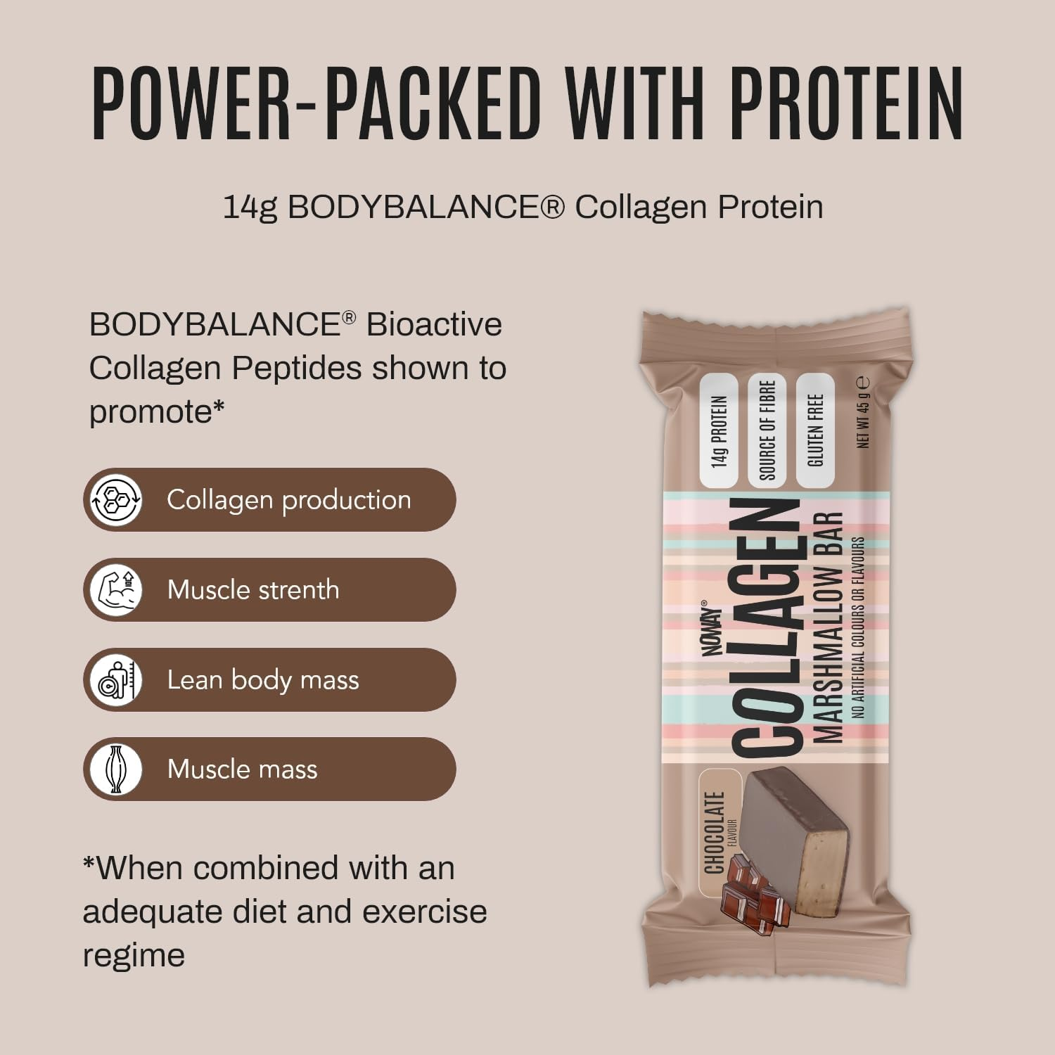 NOWAY&reg; Collagen Marshmallow Protein Bars, Protein Snack, Gut-Friendly Protein Bar, Contains Protein and Fibre, Gluten-Free. Soy-Free, Nut-Free Flavour: Chocolate, Pack of 12 image number 1