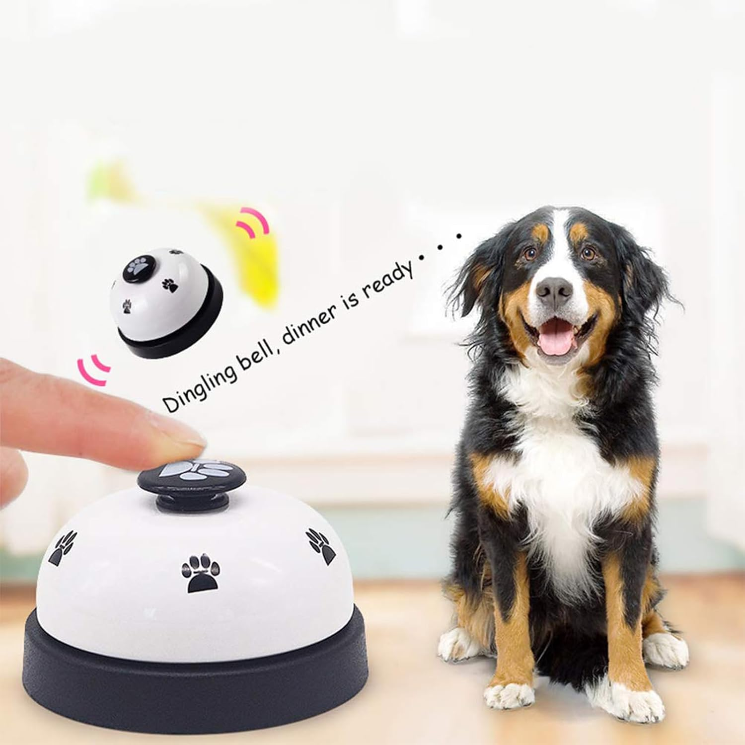 Senken Training Bells for Pets, Cat Bell, Dog Table Bell, Dog Bells for Potty Cat Training, Potty Training, Communication Device with Large Button (White) image number 2