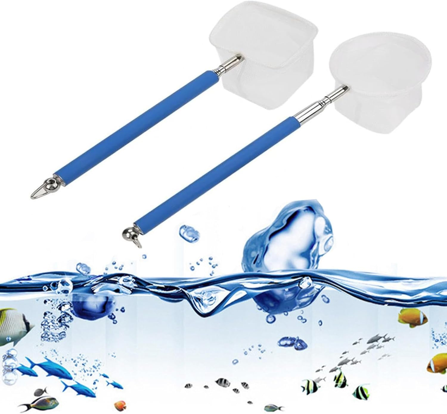 2Pcs Small Telescopic Shrimp Net, Aquarium Shrimp Net, Telescopic Fish Tank Shrimp Net, Mini Telescopic Aquarium Fish Net for Small Fish Shrimp Insect (Square Net+Round Net image number 6