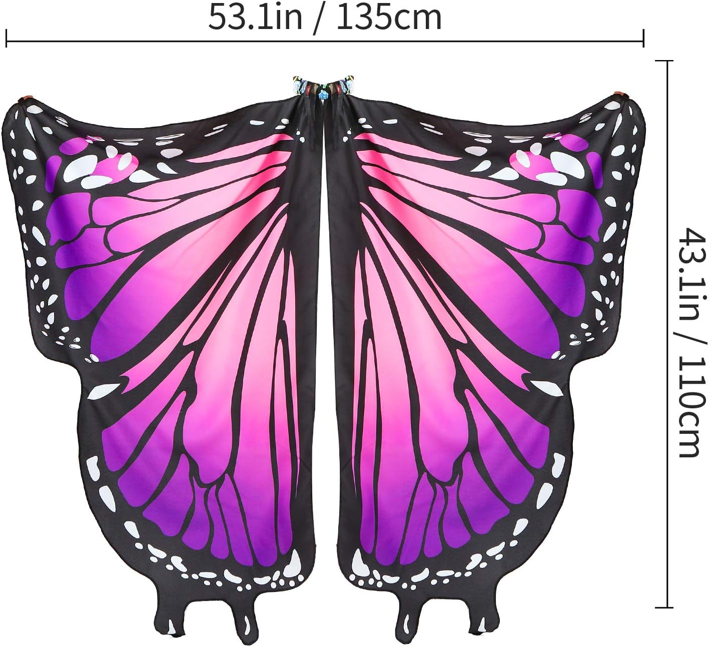 JEPOZRA Butterfly Wings Cape for Girls Kid Fairy Wing Halloween Costumes Dress up Shawl - Purple image number 3
