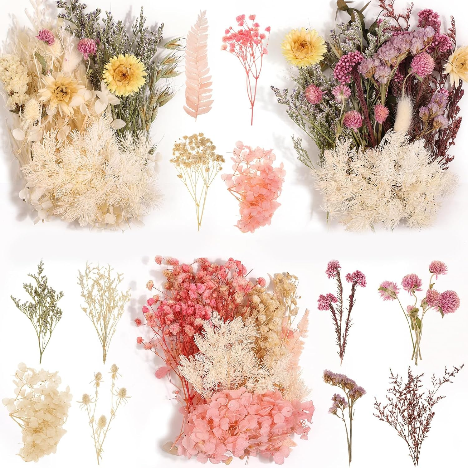 Real Dried Flowers 100% Natural Dried Flowers, Mixed Colors Dried Leaf Flowers for DIY Arts and Crafts Candles Resin Jewelry Nail Pendant Cards Scrapbooking Wedding Home Decoration (Pink) image number 2