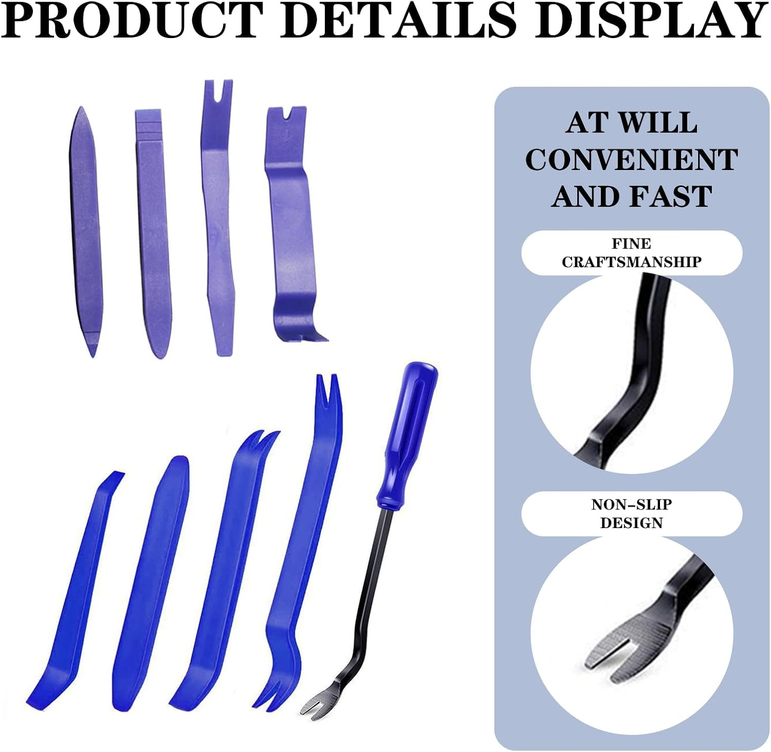 9-Piece Set for Easy Car Interior and Exterior Maintenance, Durable Nylon Material, Professional Trim Removal Tools Kit, Ergonomic Design for Effortless Use image number 5