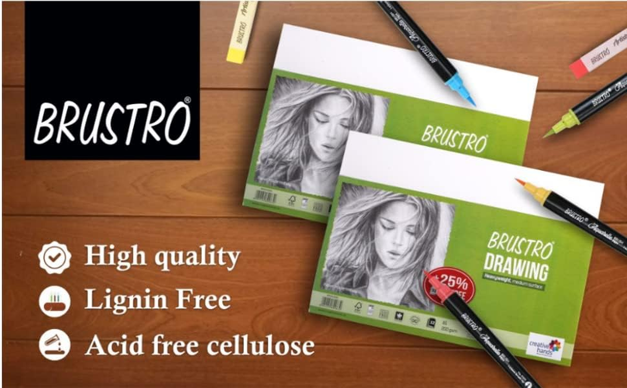 BRUSTRO A4 Drawing Paper Sheet - 200 GSM | Ideal for Graphite, Charcoal, Pastels, Watercolor, Sketching, Colouring, School Assignments, and Office Work | 8.3 X 11.7 Inches | Pack of 40 + 10 Free |50 Sheets image number 6