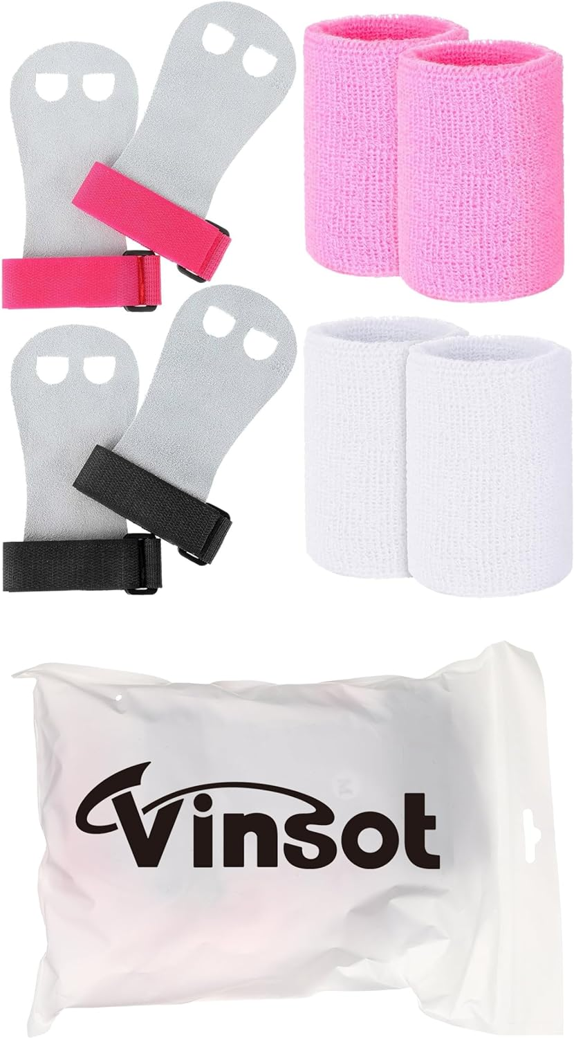 2 Gymnastics Grips Wristbands Sets for Kids Youth, Palm Protection and Wrist Support Sports Accessories for Workout Exercise - Orange, Blue image number 3